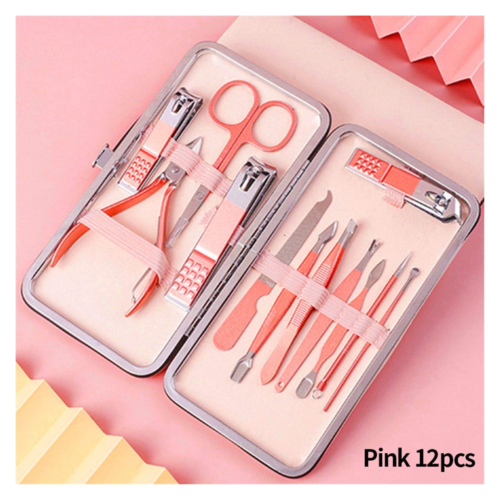 Juego de tijeras profesionales de pedicura para cutículas, pinzas de gancho, cortador de uñas para manicura (azul 7 piezas)