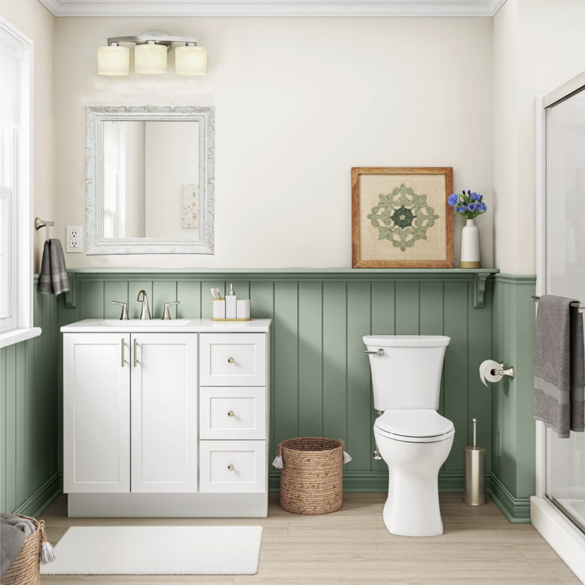 Biscottini Specchio da parete 74x64x4 cm - Specchio bagno con cornice bianca - Specchio shabby - Specchi decorativi per la casa - Specchio da parete