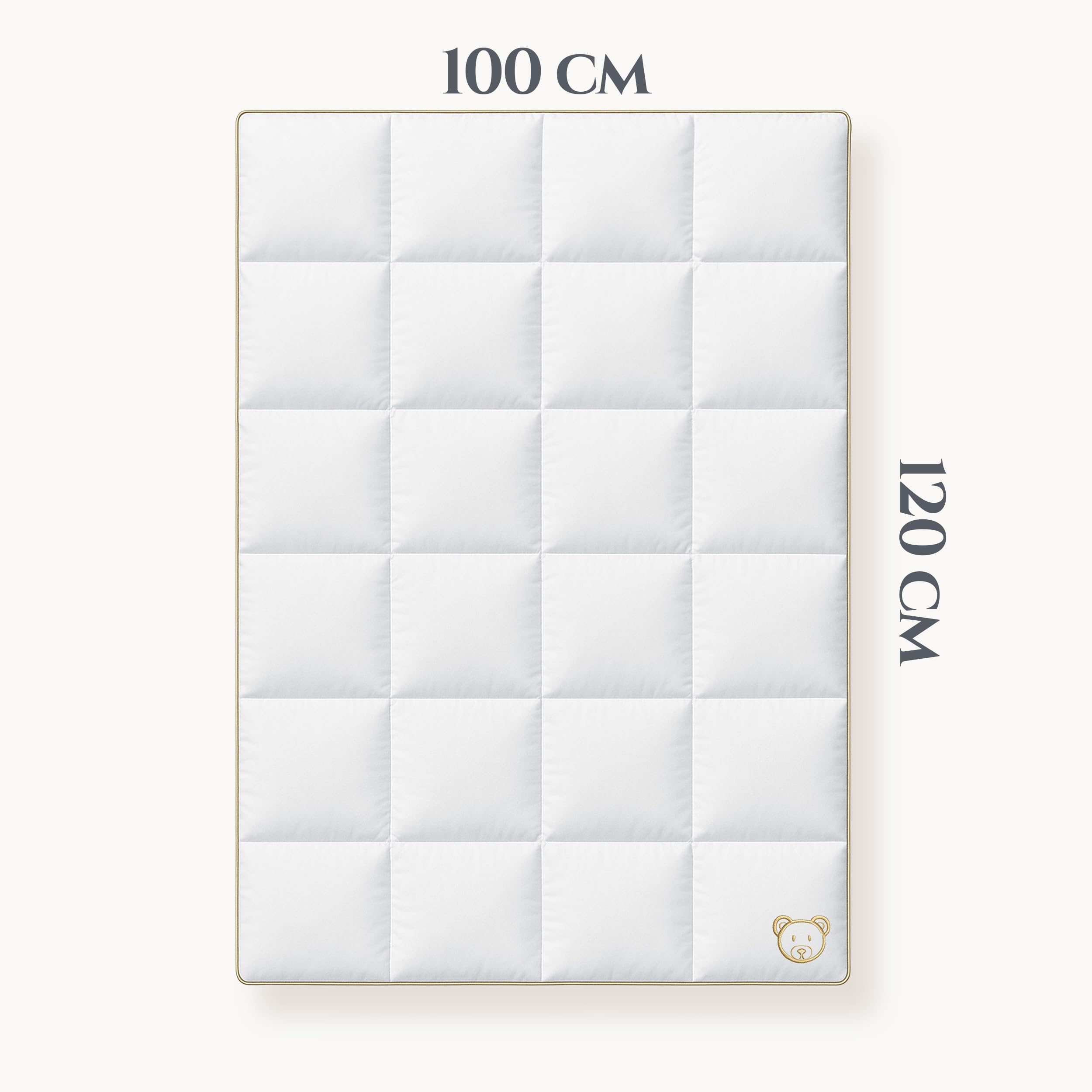 Aura® Plush Kinder Ganzjahres-Daunendecke 100×135 cm – 100% Neue weiße ungarische Gänsedaunen Klasse I – extra weich & atmungsaktiv – Baumwolle Oeko-TEX® Standard 100 – allergikergeeignet