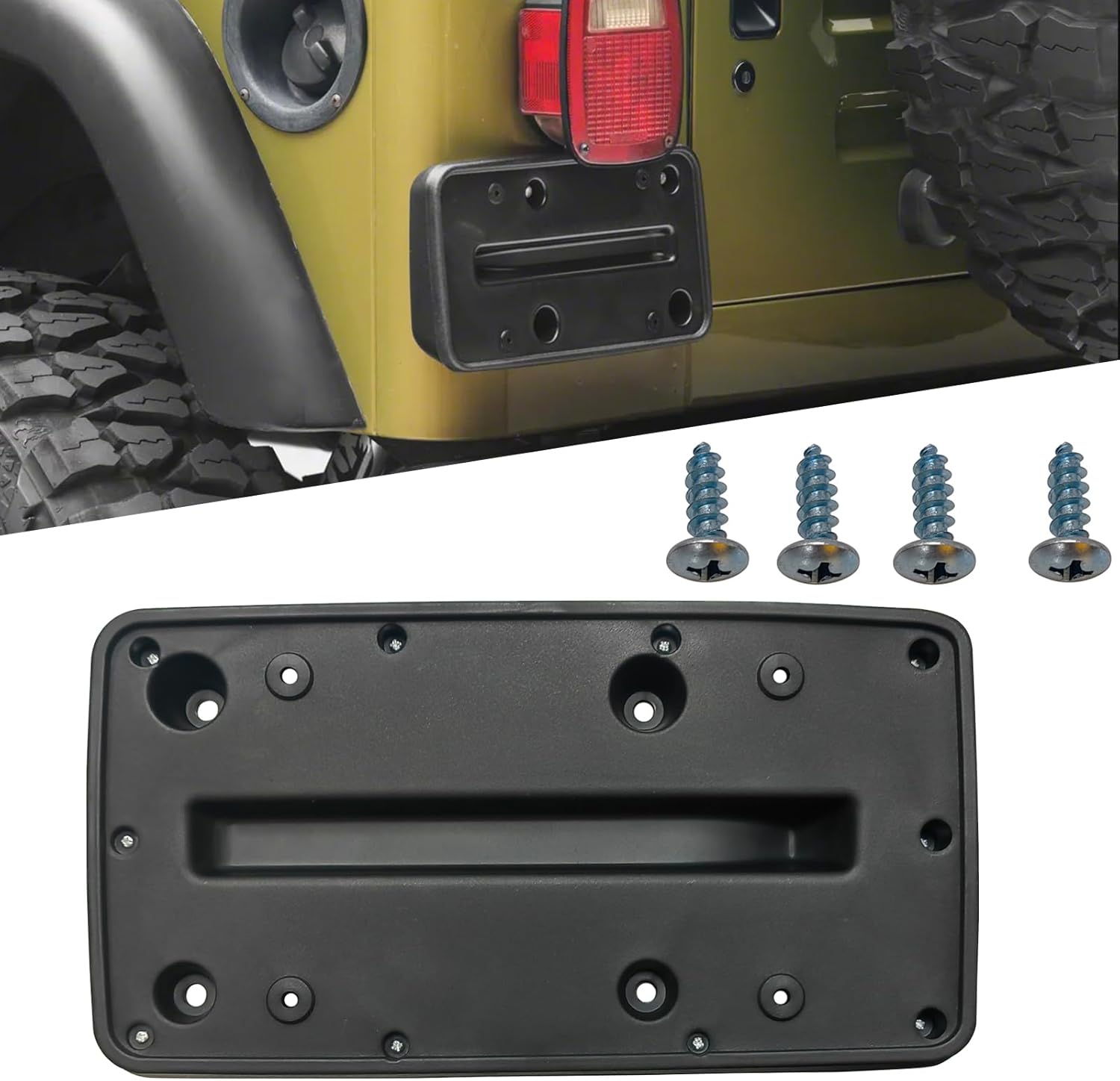 Rear License Tag Plate Frame Bracket Holder Compatible with 1997 1998 1999 2000 2001 2002 2003 2004 2005 2006 Jeep Wrangler TJ Replace 5517499