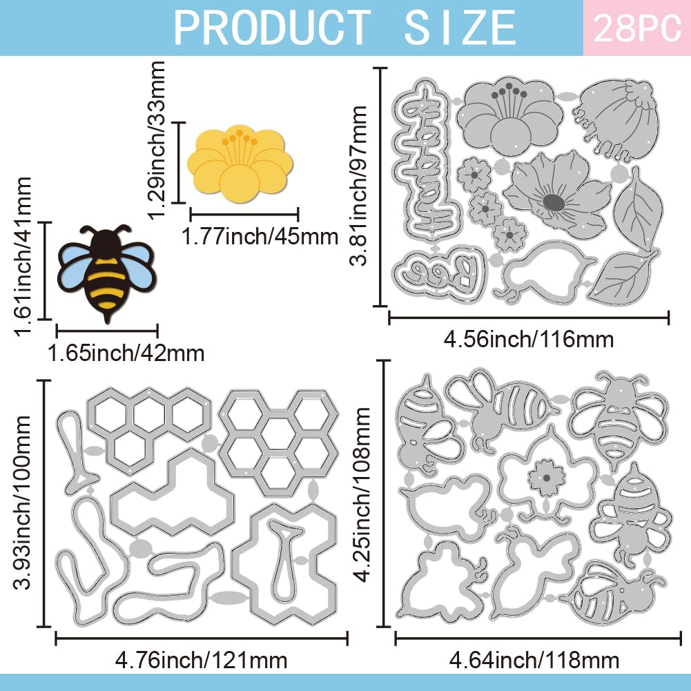 GLOBLELAND Cute Bee Cutting Dies for DIY Scrapbooking Metal Flower Beehive Cut Dies Bee Happy Leaf Die Cuts for Card Making Embossing Photo Album Craft Decor - Image 2