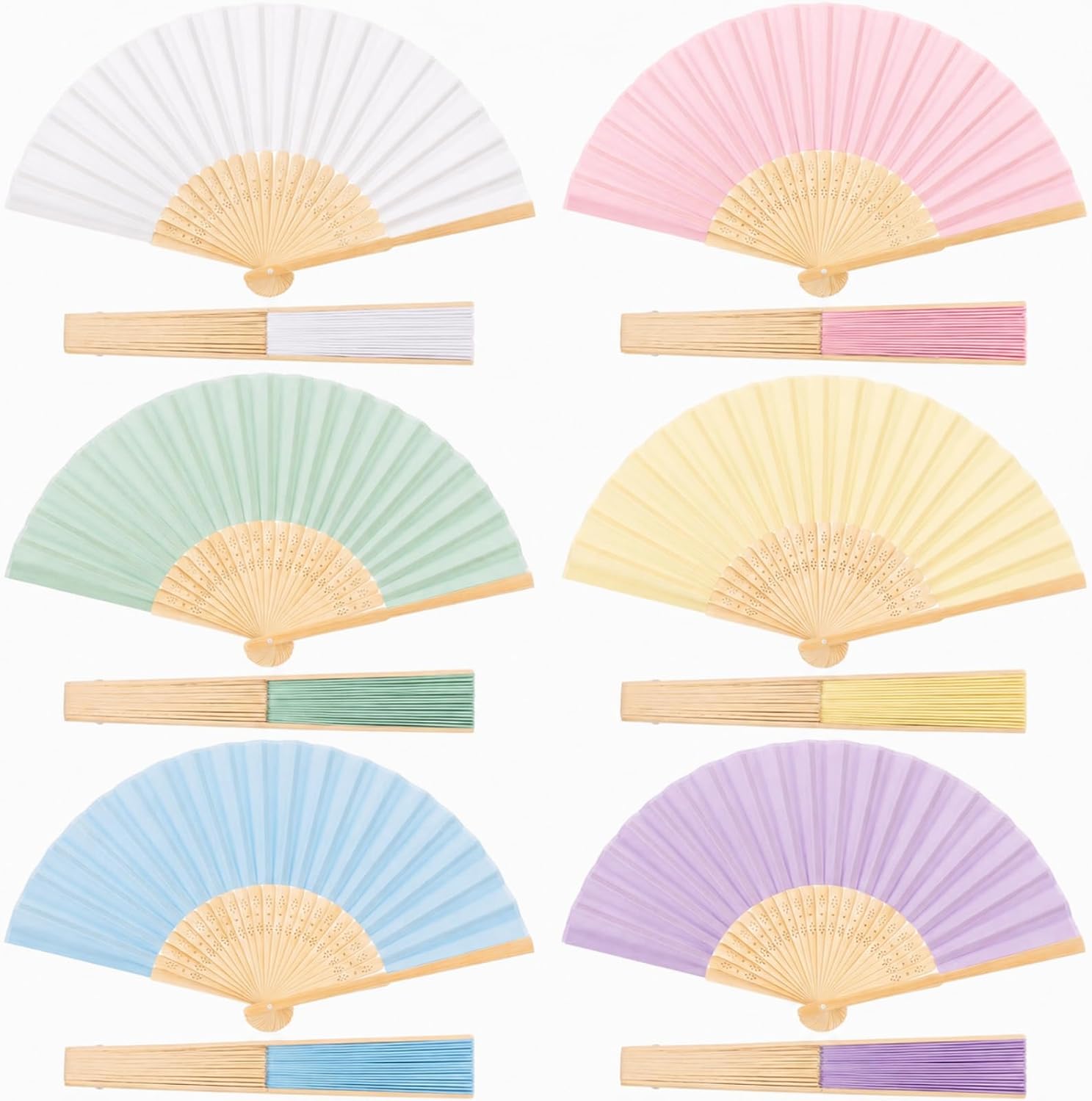 Chunful 12 Pcs Pastel Color Wedding Paper Fans for Guests Pastel Soft Color Handheld Folding Fans for Wedding Baby Shower Party Decorations Birthday Backdrop Hanging Ornaments