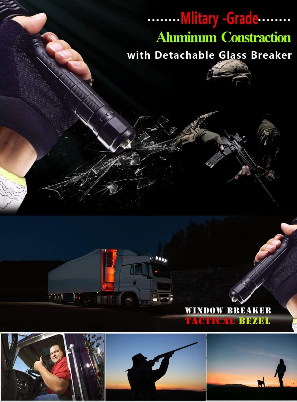 【2024 Upgraded】Powerful Flashlight Rechargeable Waterproof Searchlight with P50 LED Brightest 6000 Lumen Tactical Flashlight Super Bright Torch Best for Hiking Hunting Camping Outdoor Sport