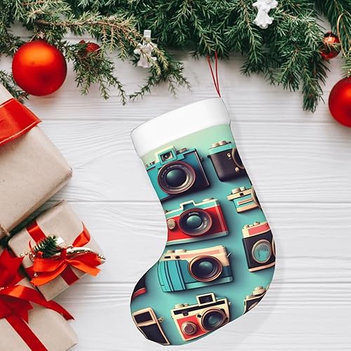 Miniatura 7 de Retro Cool Camera Collection Print Christmas Décor Stockings, 18 Inches Xmas Fireplace Stockings, Holiday Family Party
