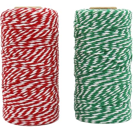 Tenn Well Bakers Twine, 2 Rolls 656 Feet Cotton Twine Ribbon Twine Rope for Gift Wrapping Festival Decoration DIY Crafts & Arts (328Feet Each Roll)
