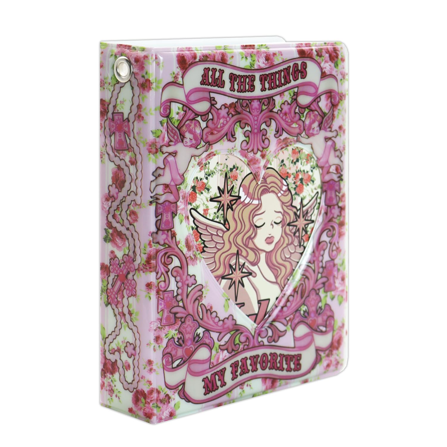 2 Pieces Photocard Binder Trading Card Albums, Mini Photo Album, Kpop Photocard Holder 80 Pockets (Pink Engel)