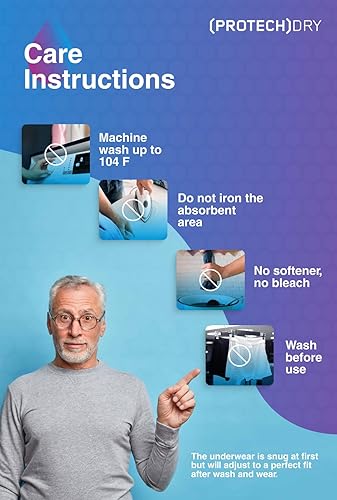 Miniatura 7 de Ropa interior de algodón para incontinencia urinaria lavable y reutilizable para hombres, con zona frontal absorbente (XL, negro)