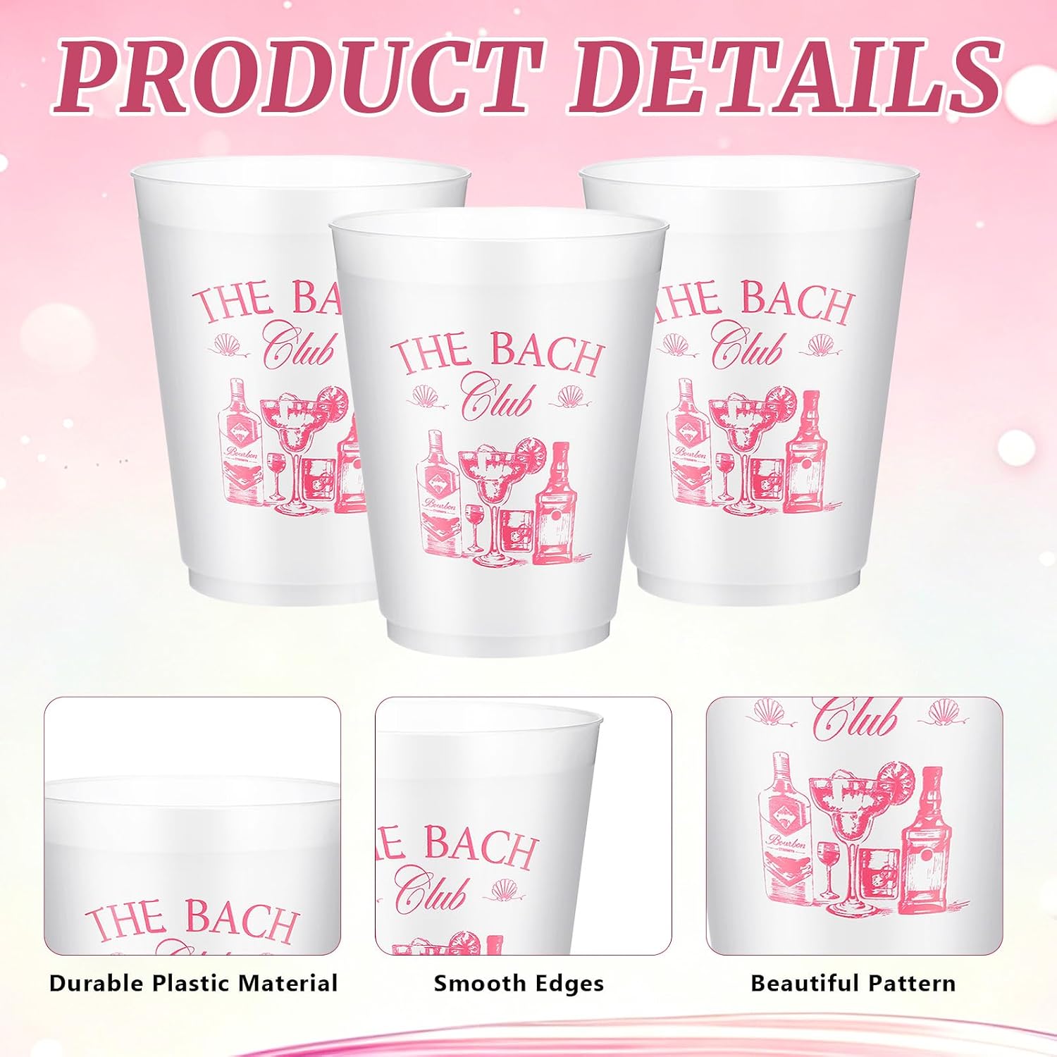 16 Pcs Camp Bachelorette Cups Pink Bridesmaid Cup for Bach Party Wedding