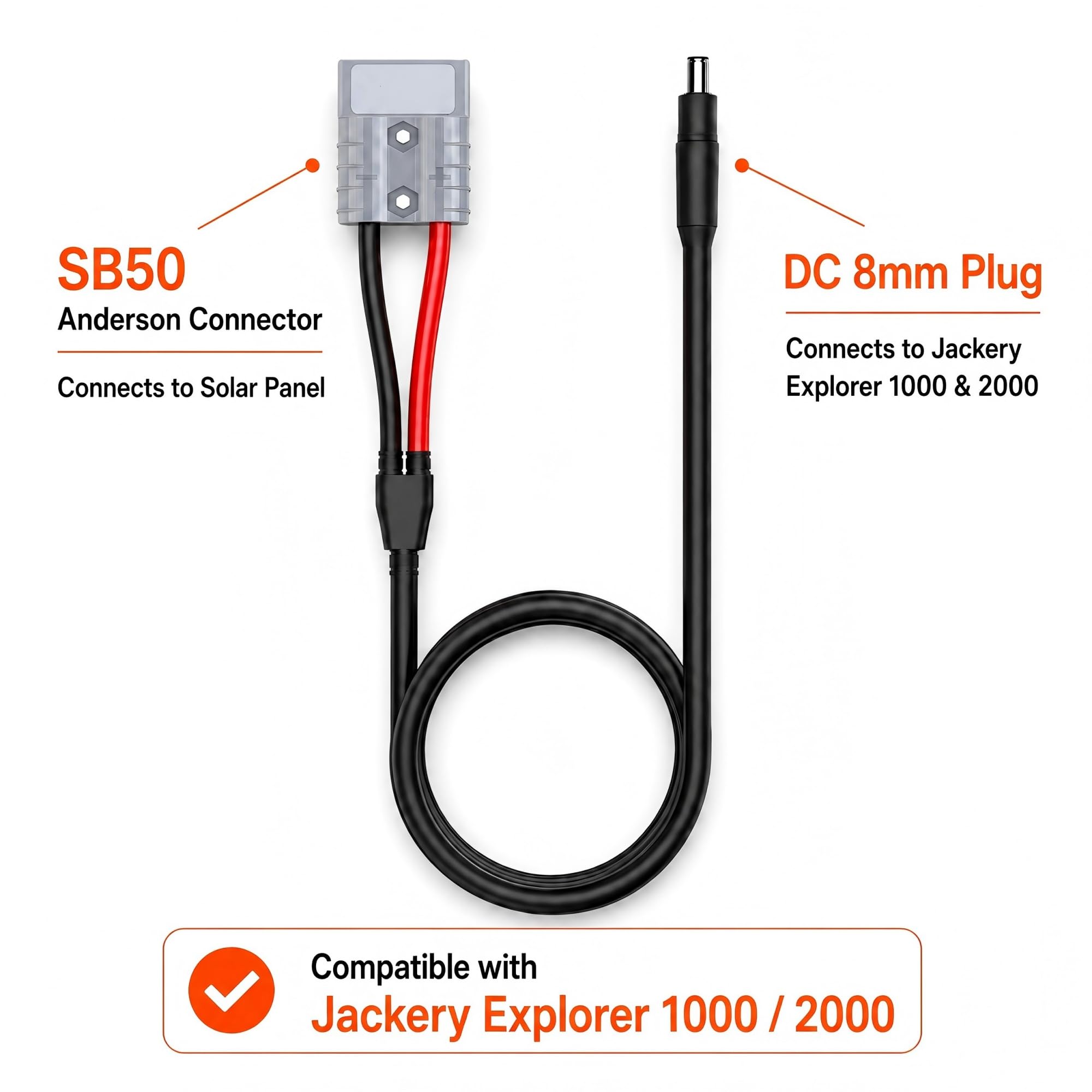 SolarEnz 8mm DC 8020 Adapter Cable Works with Anderson 50A