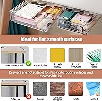 Vista 4 de 2 Pack Under Desk Storage Drawers Slide Out-Drill-On or Self-Adhesive,Large&Medium Drawer Under Desk Organizer Under Table Drawer for Home Office