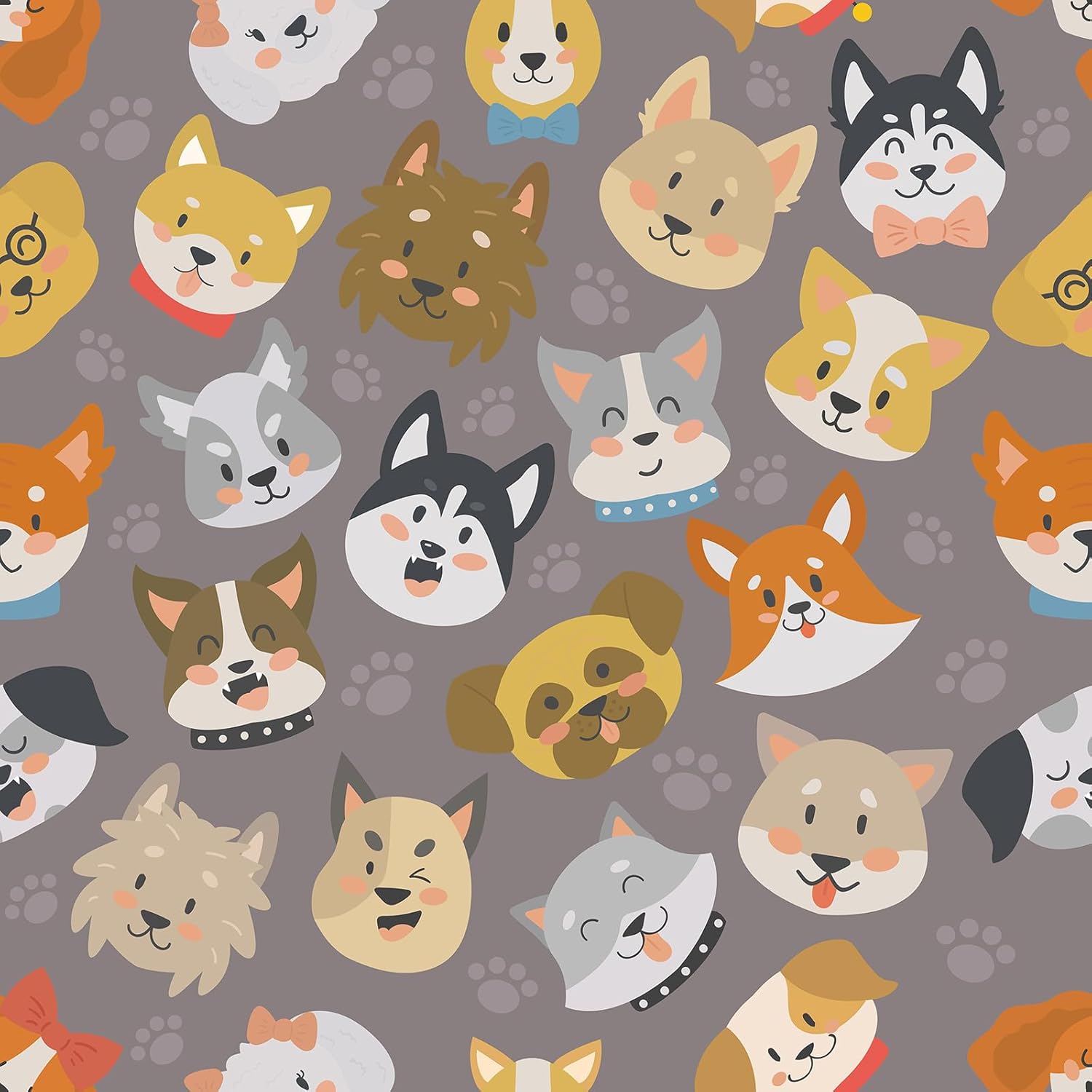 VaryPaper Funny Cute Dog Wallpaper Stick and Peel 17.7''x78.7'' Cartoon Animal Dog Contact Paper for Cabinets and Drawers Self Adhesive Puppy Wall Paper for Nursery Bedroom Removable Vinyl Wall Mural