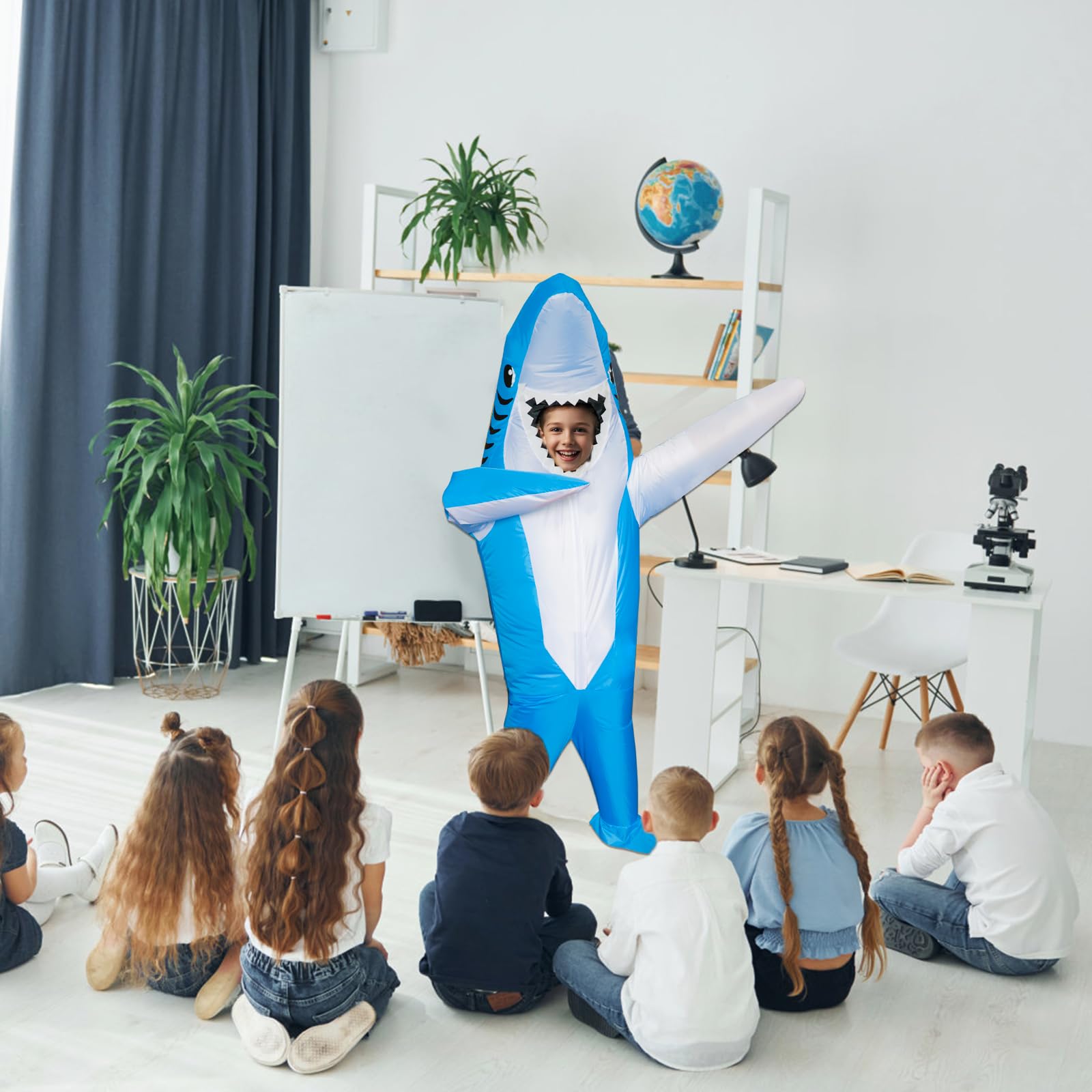 Poptrend Nadmuchiwany kostium rekina, kostiumy na Halloween dla nastolatków, dzieci, mężczyzn, kobiet, urocze kostiumy dmuchane, śmieszne, fantazyjne przebrania, kostiumy imprezowe