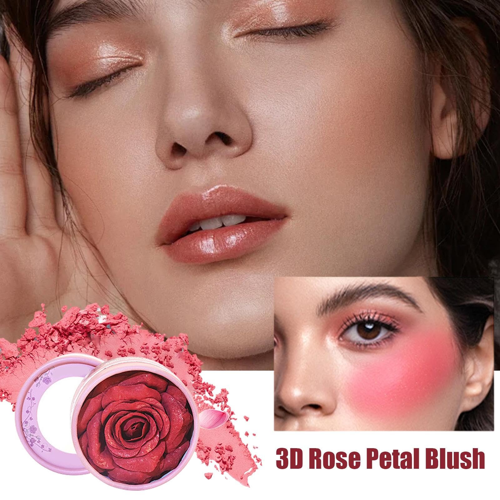 Rubor Para Las Mejillas 10 Mililitros Iluminador Diseño 3D De Pétalos De | Maquillaje Facial En Polvo De Rubor Para Viajar, Viajes De Negocios, Hogar, Exterior, Escuela, Novia, Esposa, Amiga,