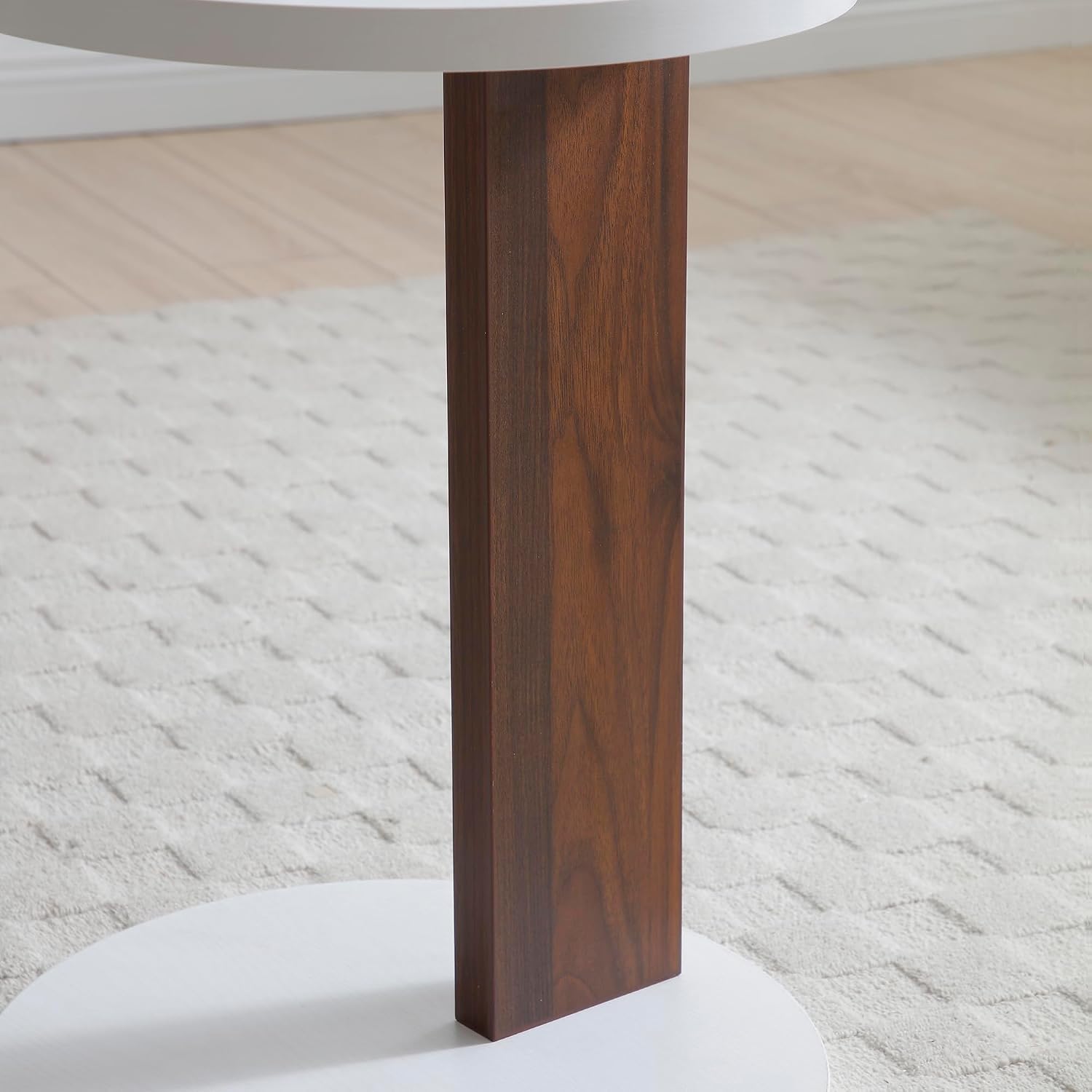 22" Wooden End Table, C-Shaped Sofa Table with Solid Frame for Living Room/Bedroom, Modern Table Nightstand, Space-Saving & Easy Assembly