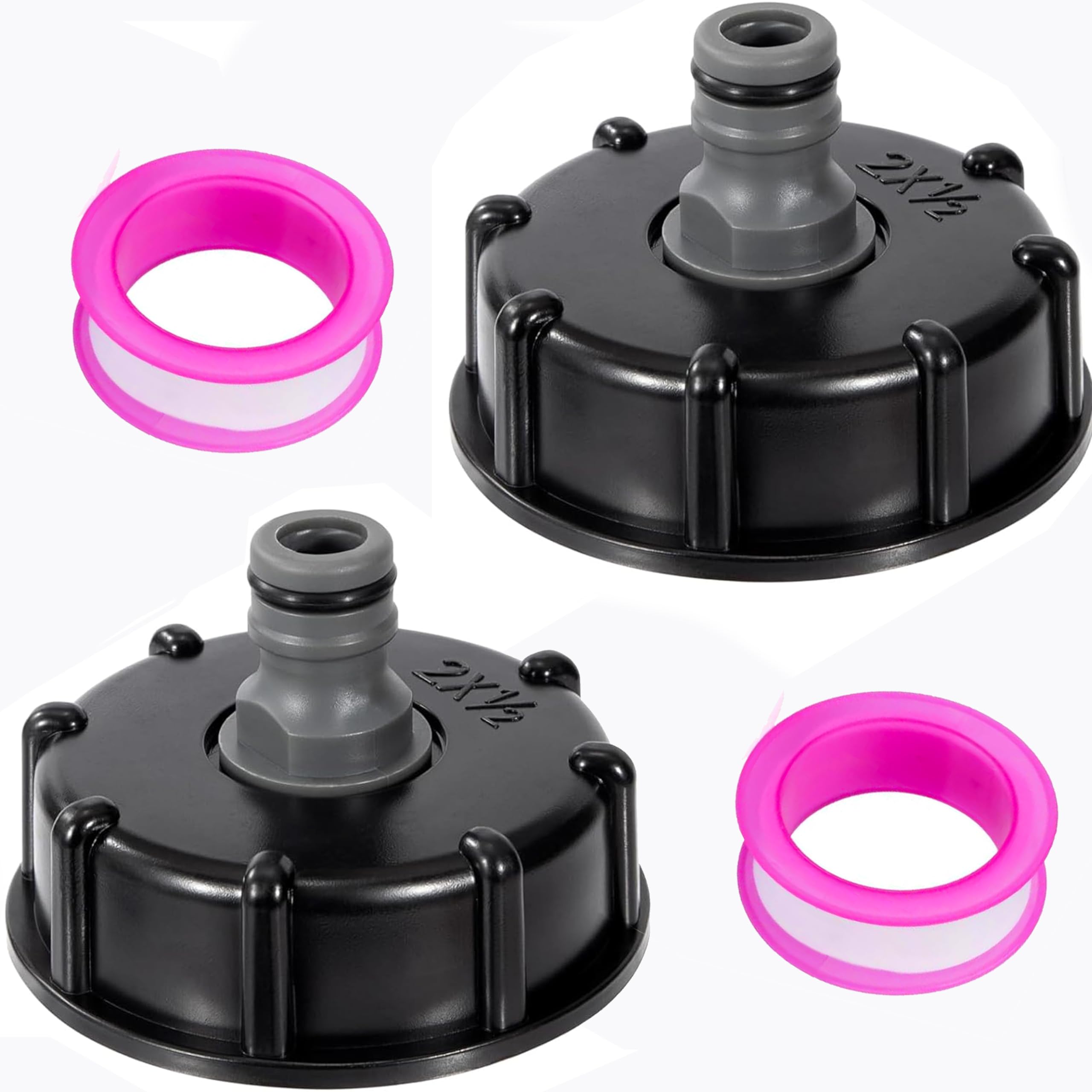 Set di 2 accessori per tappo serbatoio IBC da 1/2" Raccordo Cisterna Acqua 1000 Litri Pollici - Ibc Tappo Rubinettocisterna 1000 Litri