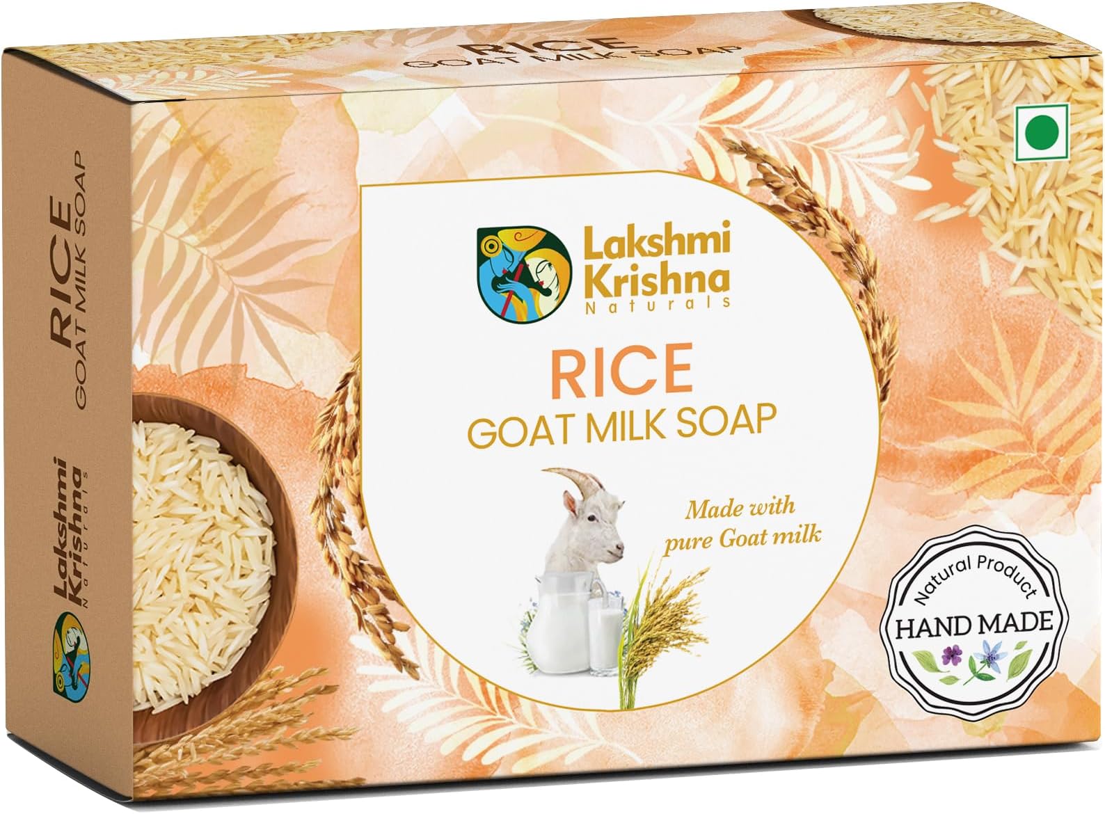 Lakshmi Krishna Rice Goat Milk Soap-100g Extra virgin olive oil, Farm fresh goat milk, Coconut oil ||100% Natural Ingredients for Radiant Skin ||