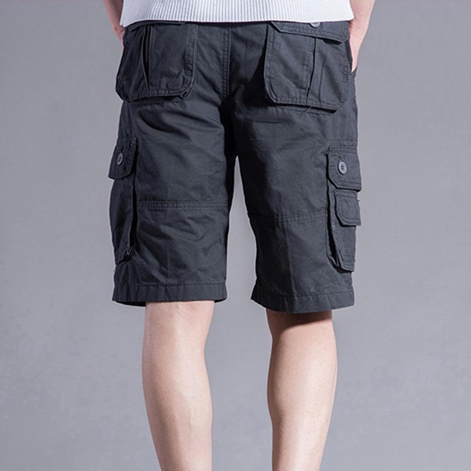 Maiyifu-GJ Cotton Casual Cargo Shorts for Men Lightweight Multi-Pockets Hiking Shorts Summer Casual Athletic Short Pants