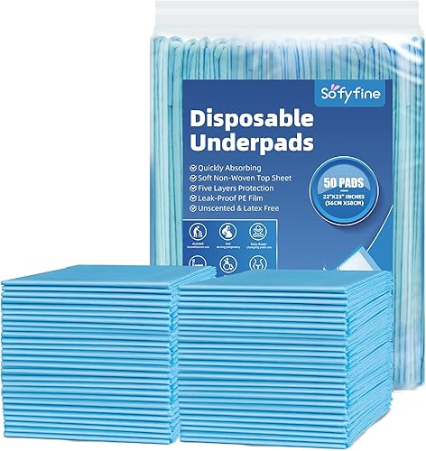 Almohadillas de cama desechables para incontinencia para adultos de 22 x 23 pulgadas (100 unidades), almohadillas absorbentes de lactancia para