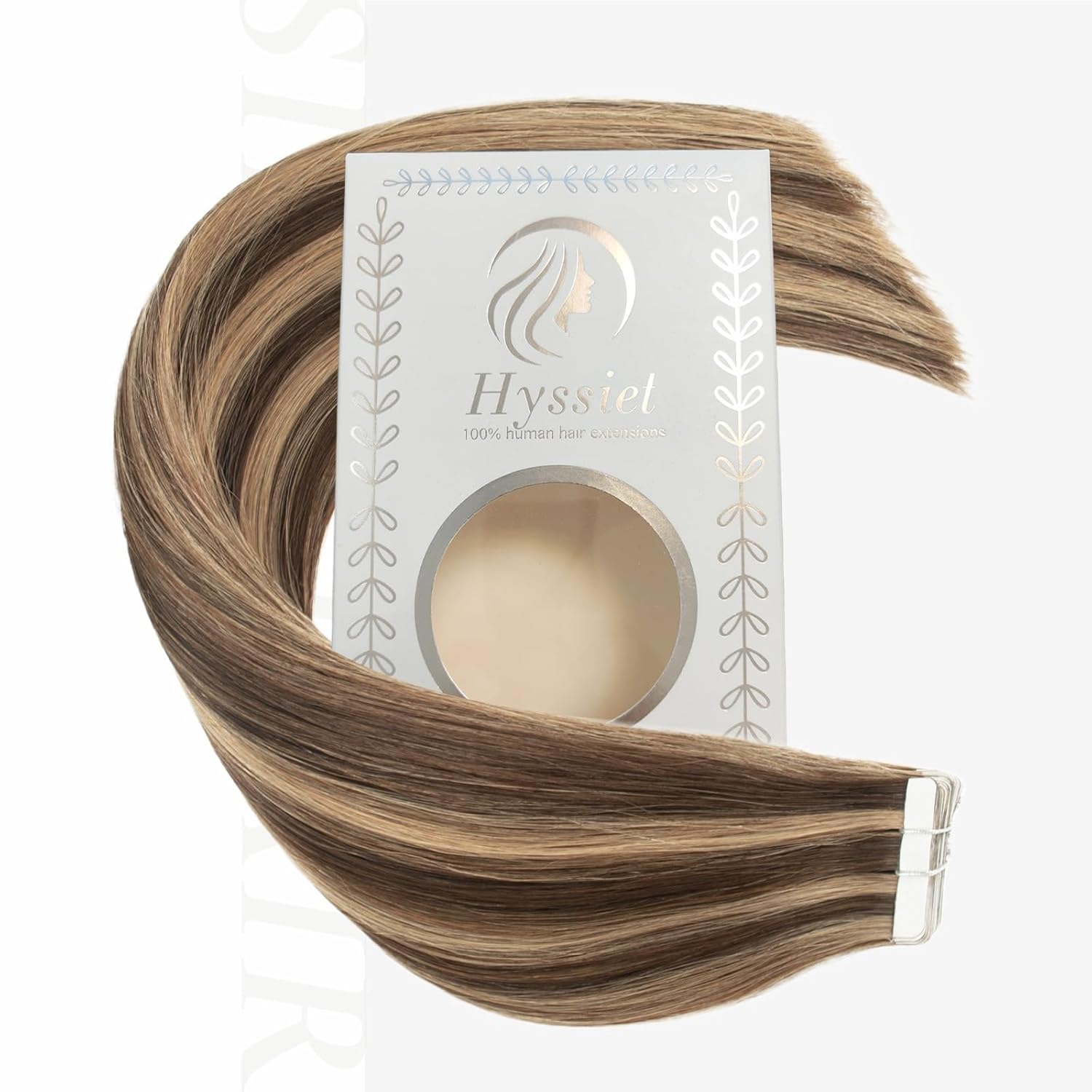 Tape in Hair Extensions Human Hair, 20pcs 50g 16 Inch Tape in Hair Extensions,Chocolate Brown Highlighted Caramel Blonde,Invisible Remy Soft Natural Thick Real Human Hair Extensions