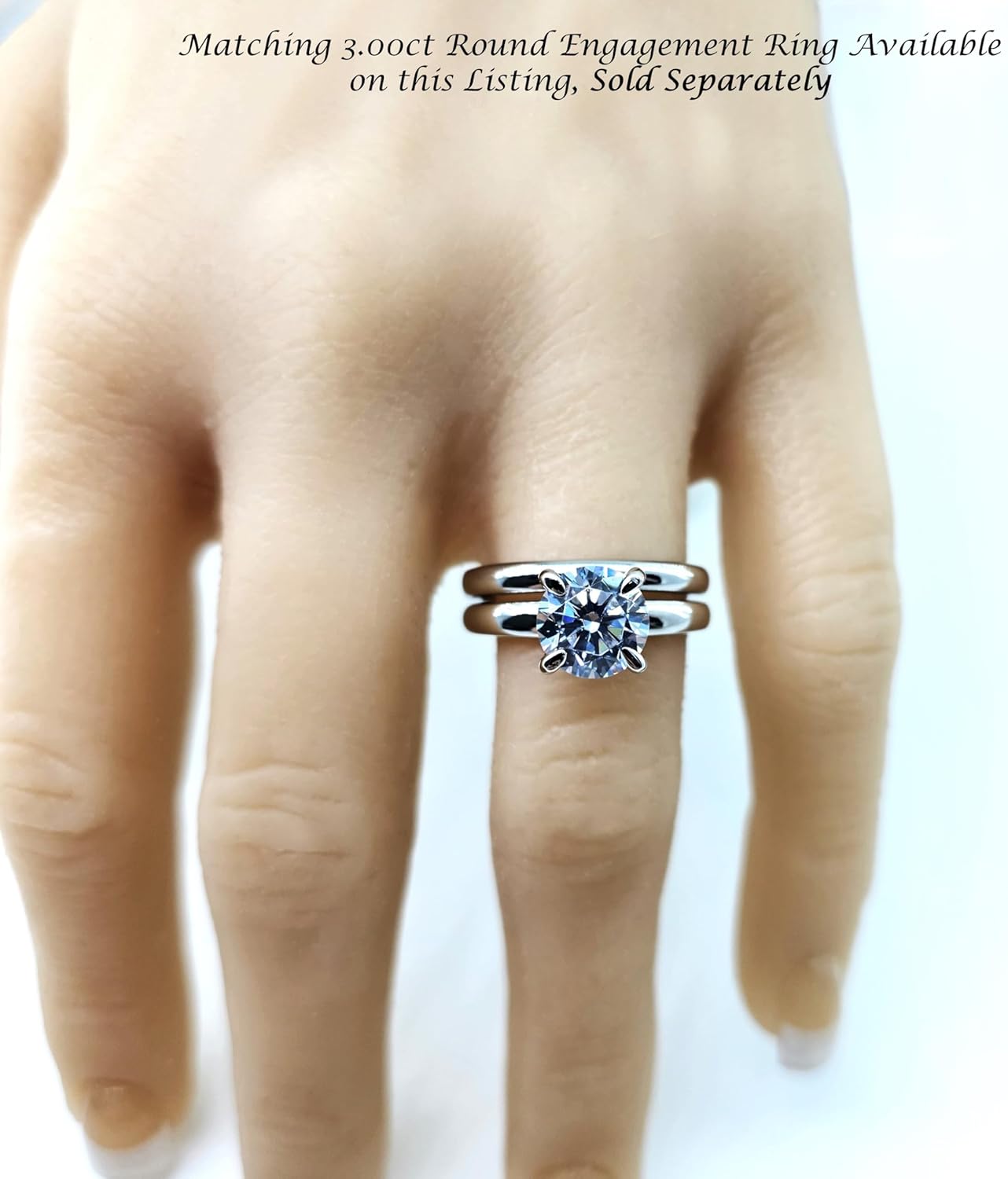 Central Diamond Center VOGUE Simulated diamond Solitaire Engagement Wedding Ring Solid Sterling Silver