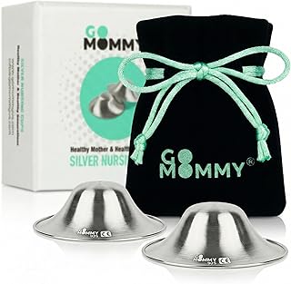 Go Mommy Solid 925 Sterling Silver Nursing Cups XL — Nipple Covers & Shields for Breastfeeding, Sore Nipple Relief, Reusable Nickel-Free Breastfeeding Essentials