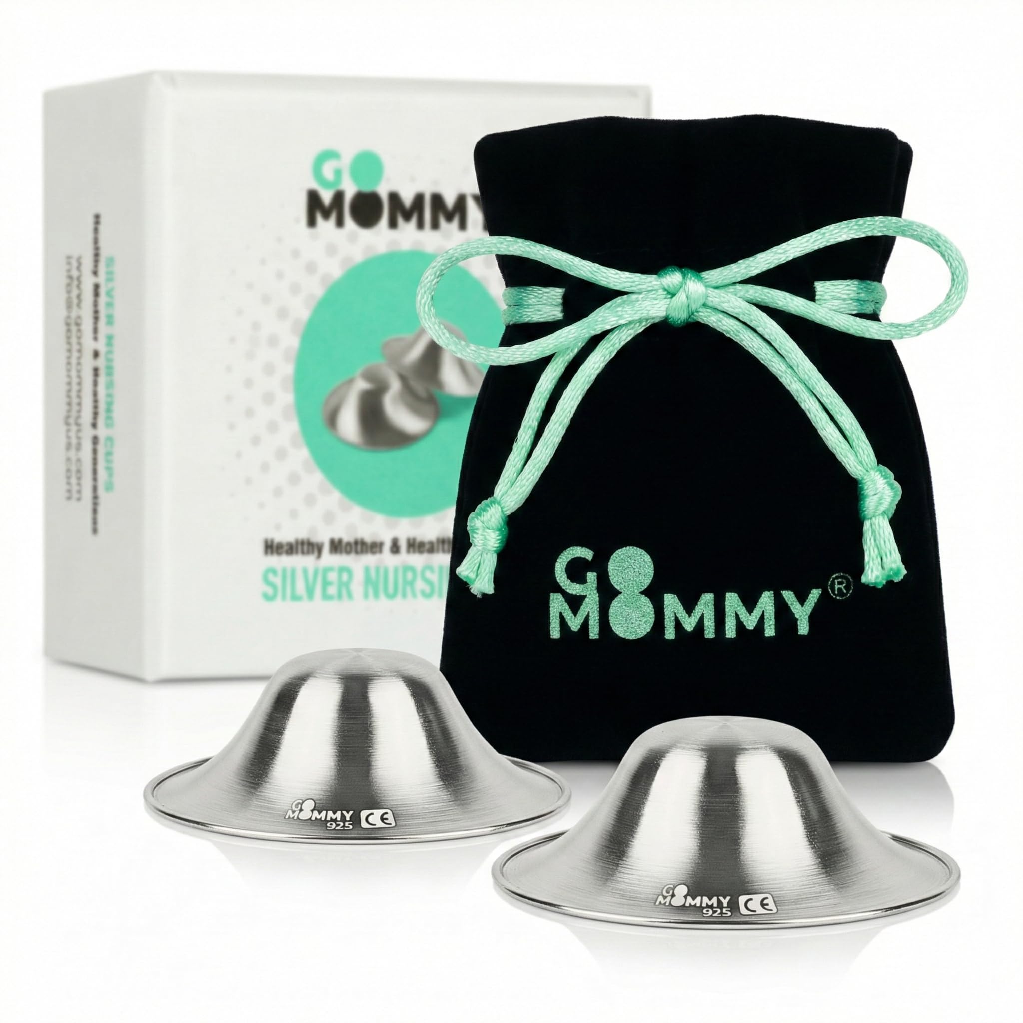 Silver Nipple Shields for Breastfeeding Newborn & A Breastfeeding Essential by Go Mommy - Silver Nursing Cups for Sore Nipple Relief, Protects & Heals