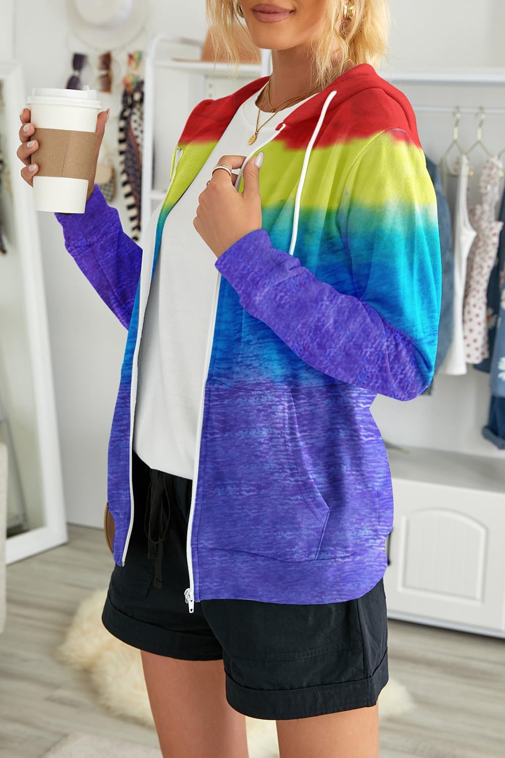 YOCUR Womens Fall Hoodies Casual Sweatshirt Tie Dye Lightweight Long Sleeve Sweaters Tops - Image 2