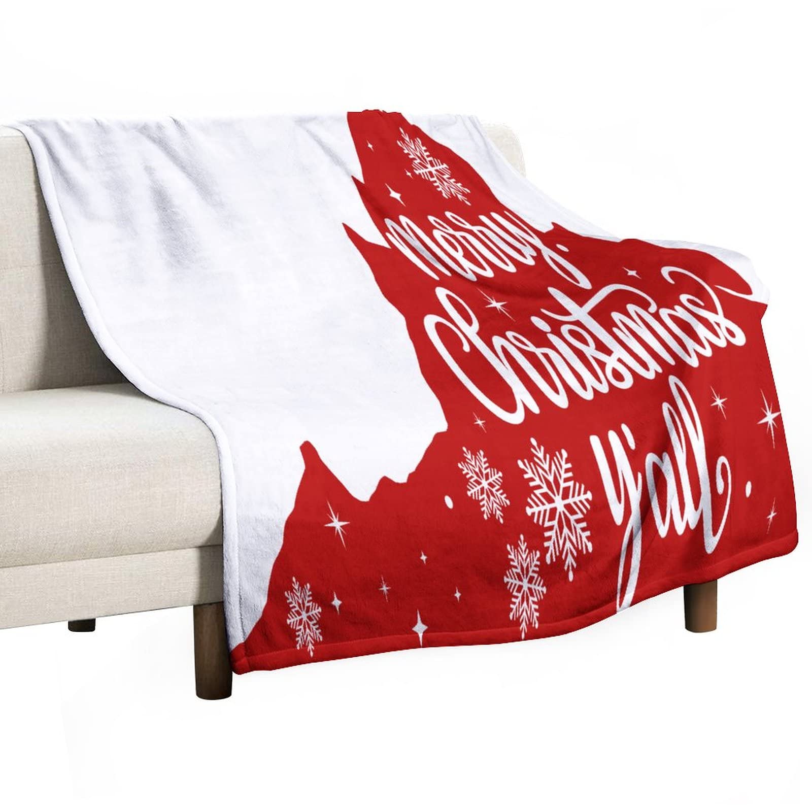 Couverture en flanelle de Virginie 130x150 cm plaid de canapé Merry Christmas Y'all
