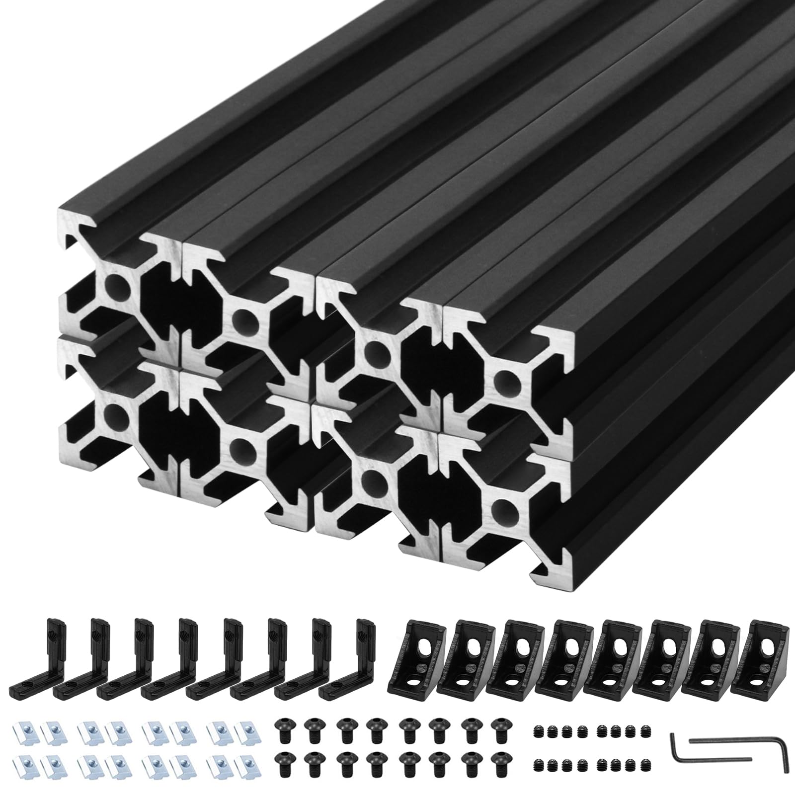 8pack 2020 aluminum extrusion t-slot 1830mm 72 inch black extruded aluminum profile 20x20 t-slotted framing european standard anodized linear rail for 3d printer accessories parts