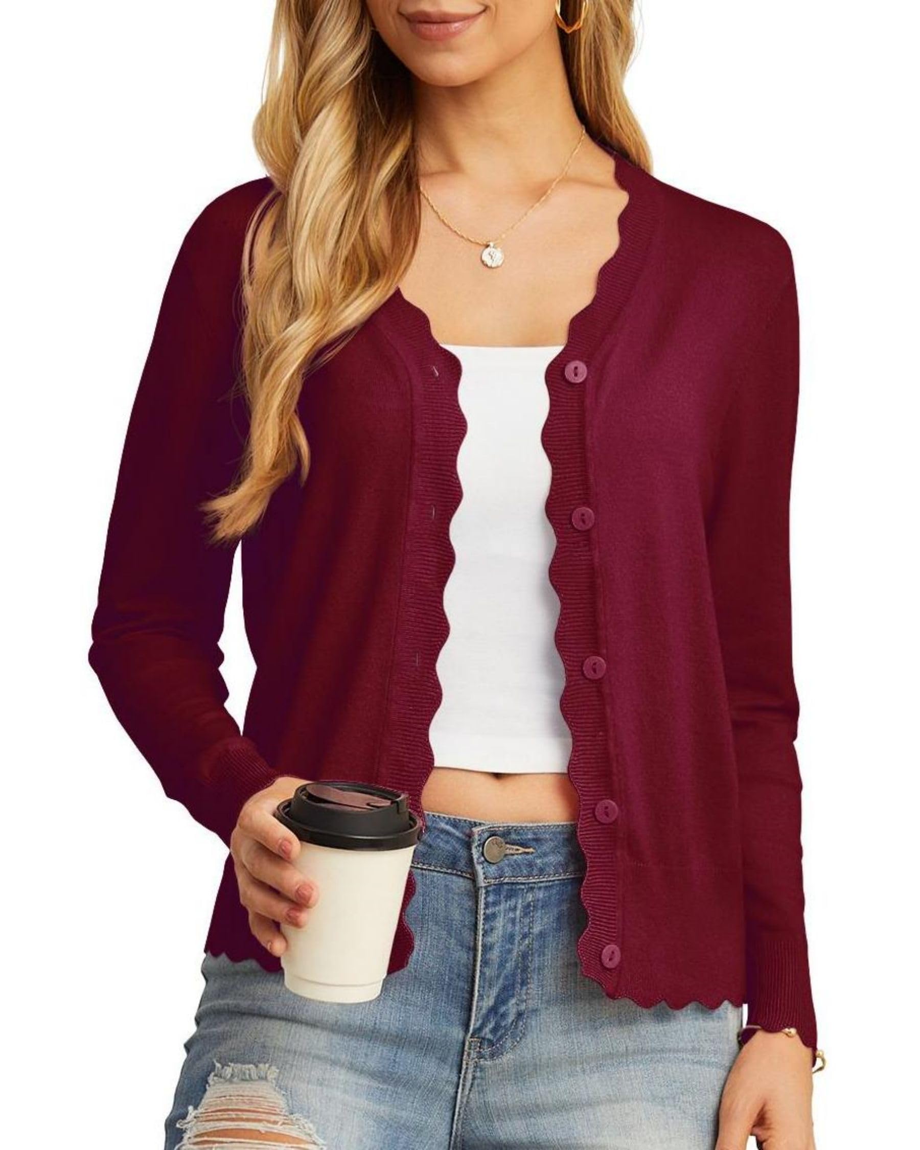 GRECERELLE Cardigan da Donna con Bottoni e Scollo a V Cardigan da Donna in Pizzo Estivo, Leggero ed Elegante