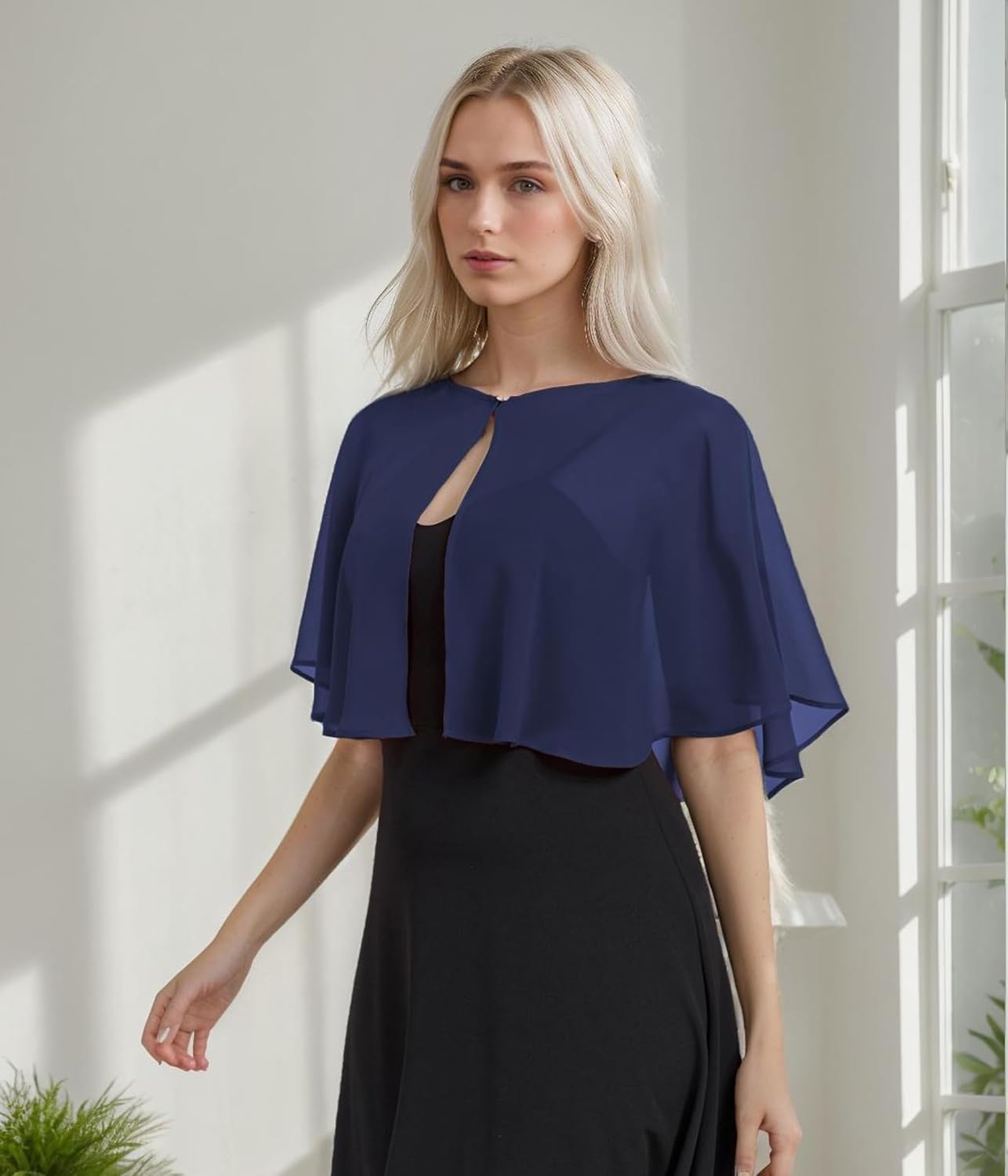 Women's Soft Chiffon Capelets Shawls and Wraps for Evening Wedding Cape Bole Cover Up - Image 3