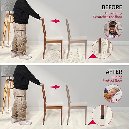 Miniatura 14 de 24 protectores rectangulares de suelo para patas de silla con fieltro, pequeñas tapas de silicona para patas de sillas para suelos de madera dura