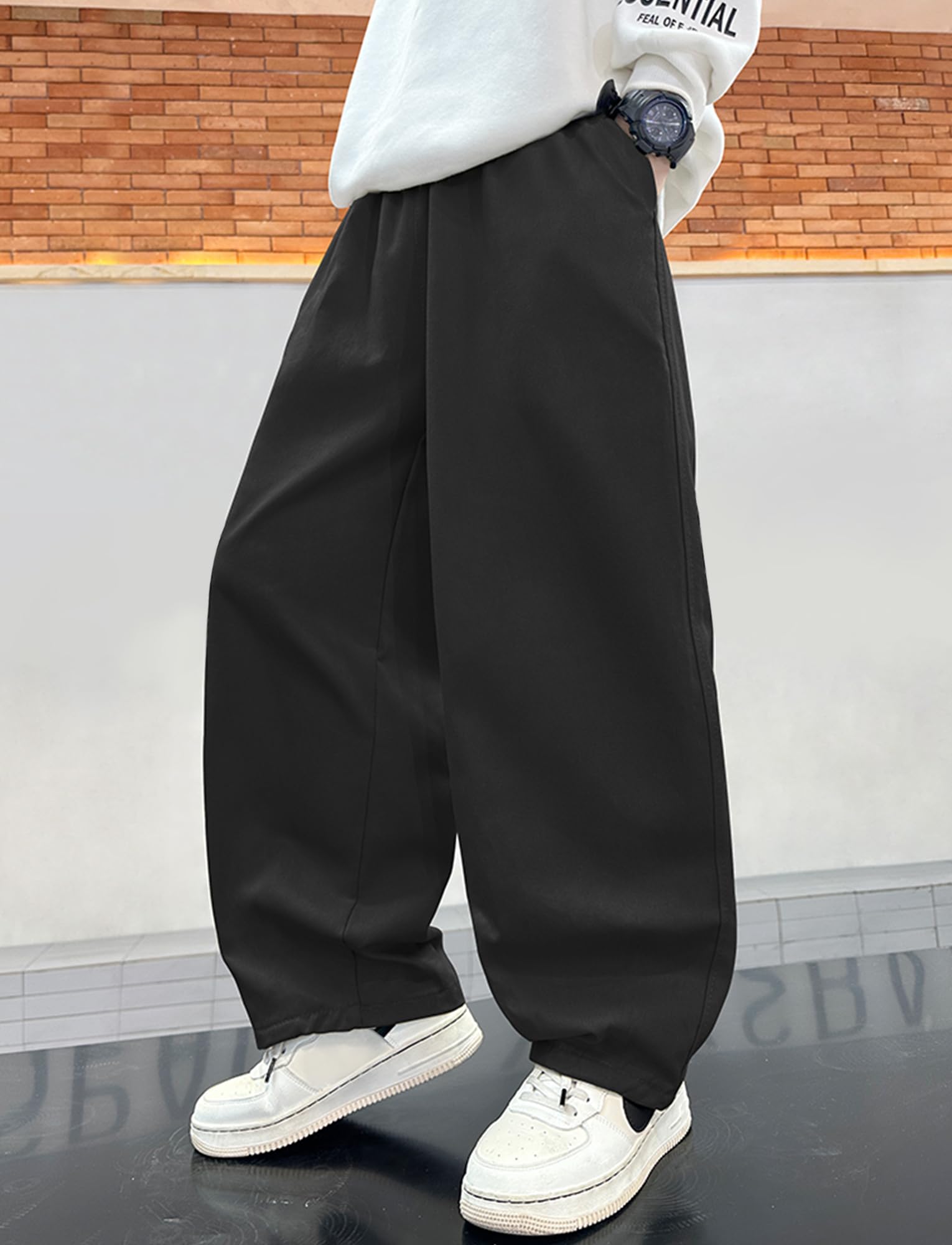 SEAUR Pantalones holgados para niños y niños, pantalones cargo con cintura elástica, pantalones anchos para adolescentes y niños 110-164