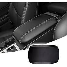 Black Leather Center Console Armrest Cover for 2024-2025 Toyota Land Cruiser Prado 250,2024 Land Cruiser Accessories Car Center Arm Rest Cover Pad ProtectorWhite Stitches