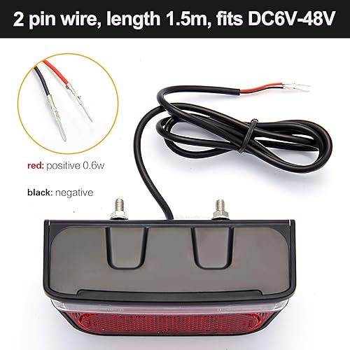 Miniatura 3 de Flash Ebike - Luz trasera de 220 de amplia visibilidad, se adapta a agujeros de rack de 1.969 in, luz trasera de bicicleta eléctrica 6V-48V con