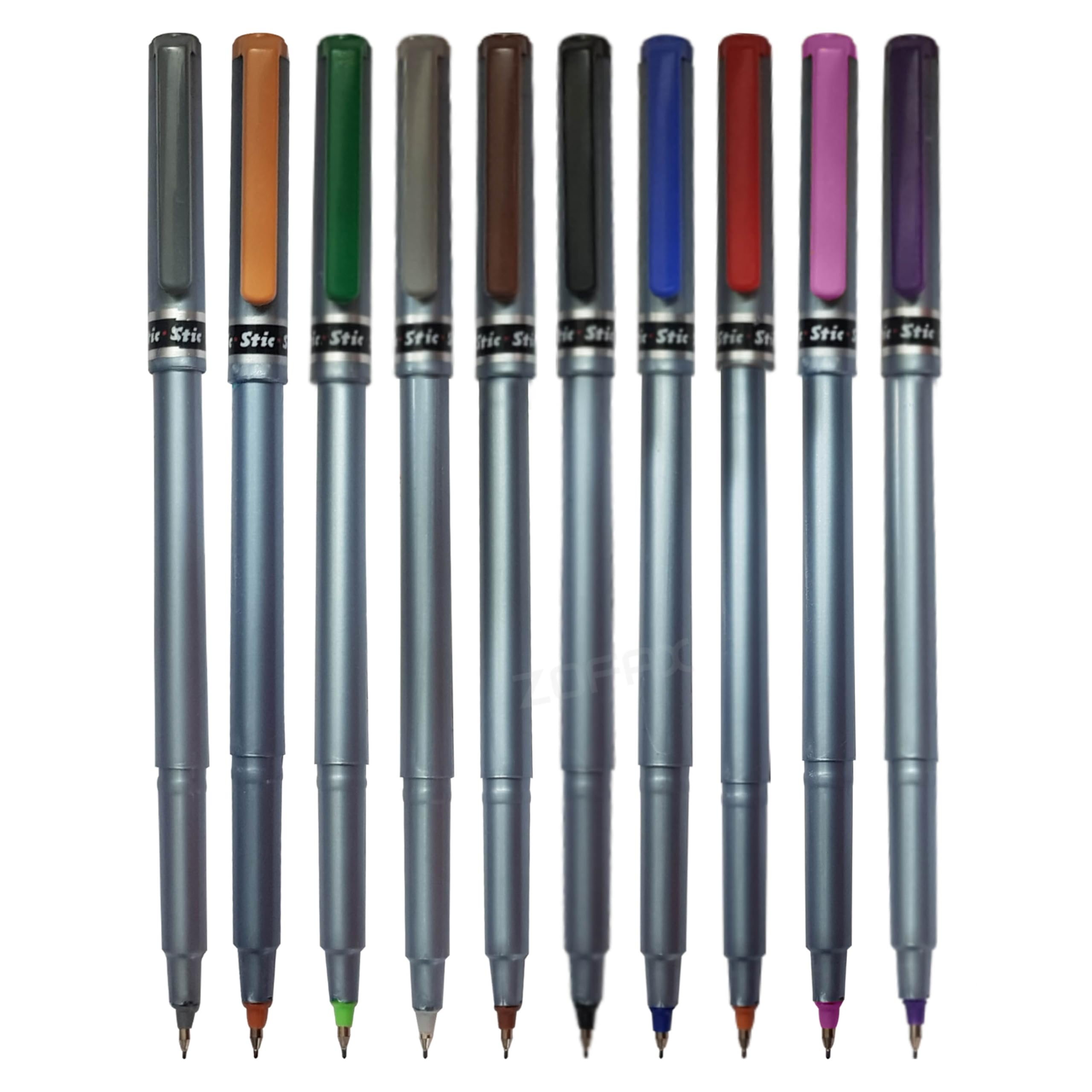 HF650 Fineliner Pens, MULTICOLOUR, Fine Point (0.5mm), Pack of 10, Write Draw Sketch Colour Mark Fine Line Pens