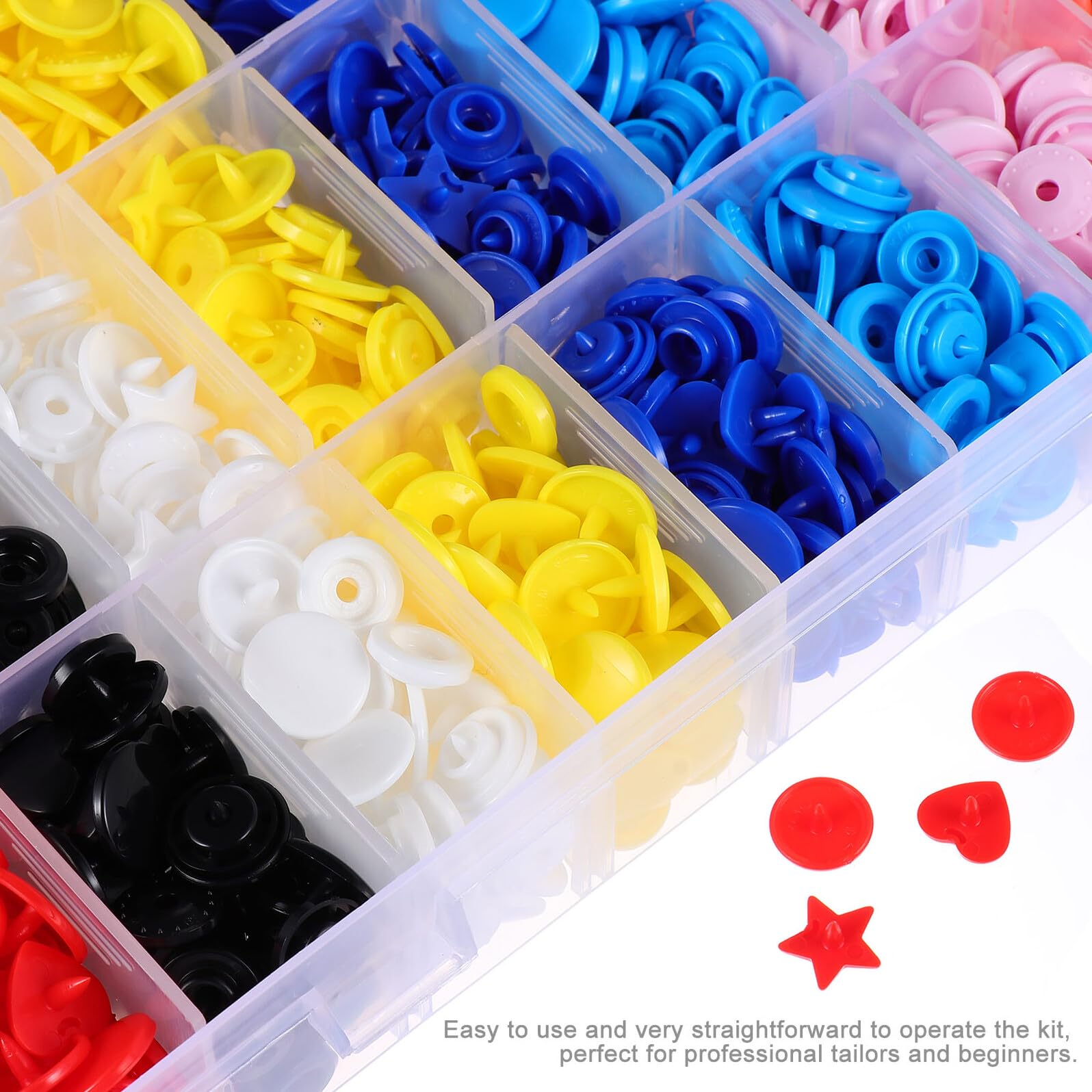 Broche de Presión de Plástico en Caja, 360 Juegos para Ropa | Uso Artesanal y Profesional, Fácil de Combinar Distintas Telas, Apto para Pañales y Alfombrillas