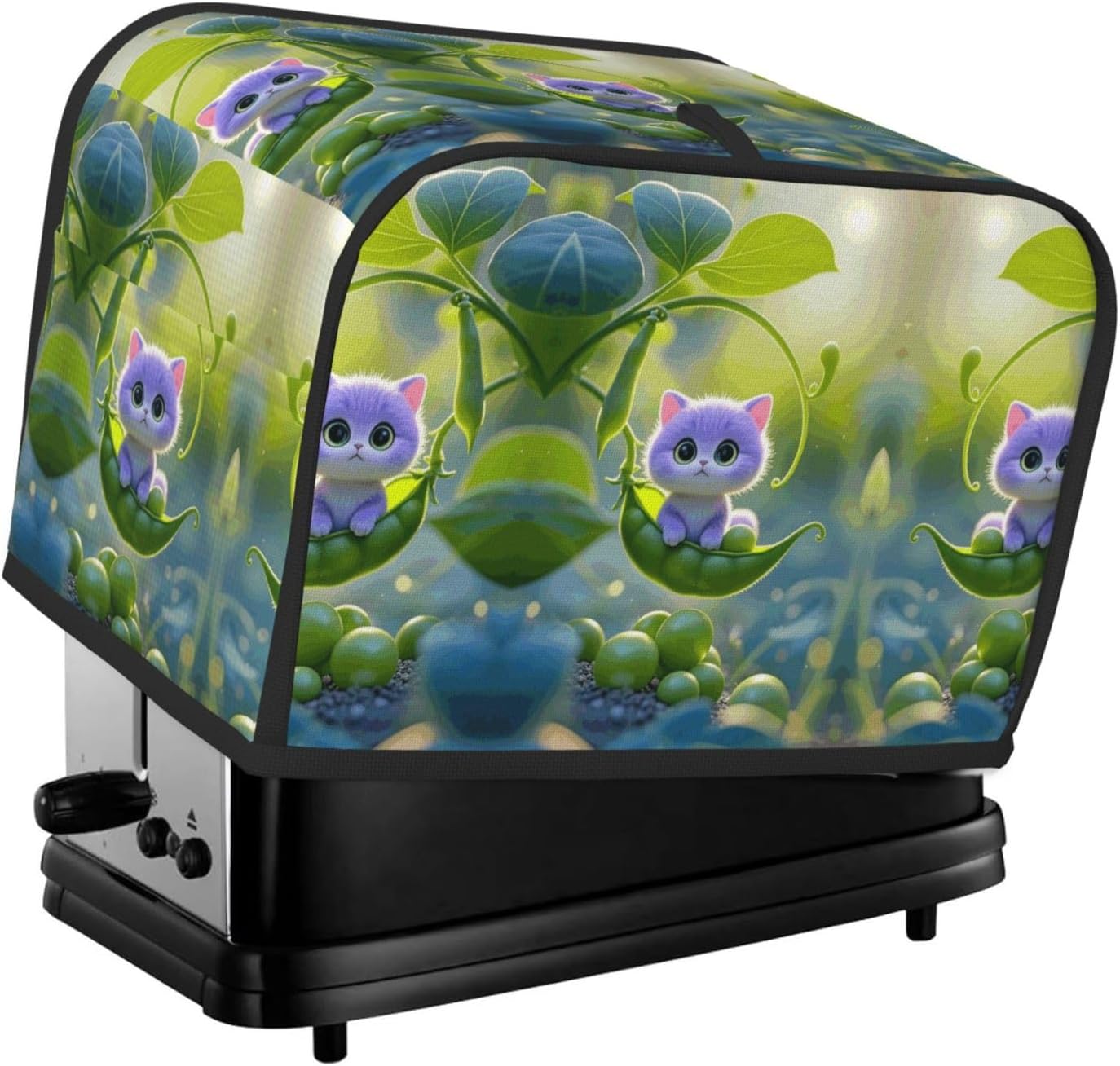 pea Toaster Cover 2 Slice, Waterproof Bread Machine Covers with Pockets Universal Size Kitchen Small Appliance Cover with Handle, Dust and Fingerprint Protection