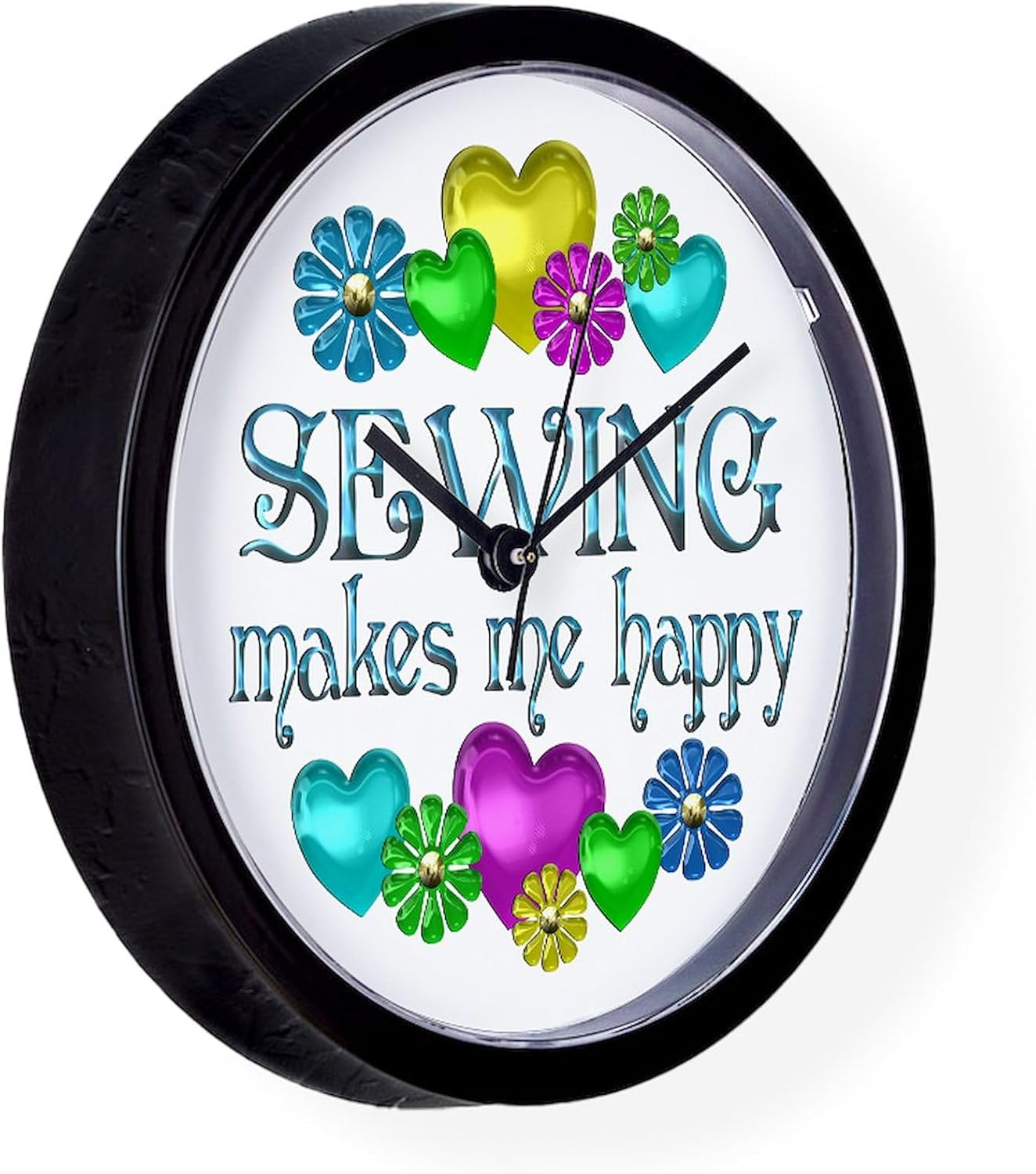CafePress Sewing Happiness 10" Wall Clock for Livingroom, Kitchen, or Office