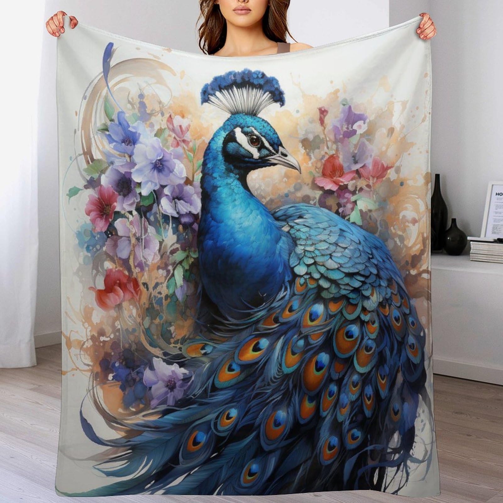 Couverture paon chaude lavable en machine pour un entretien facile