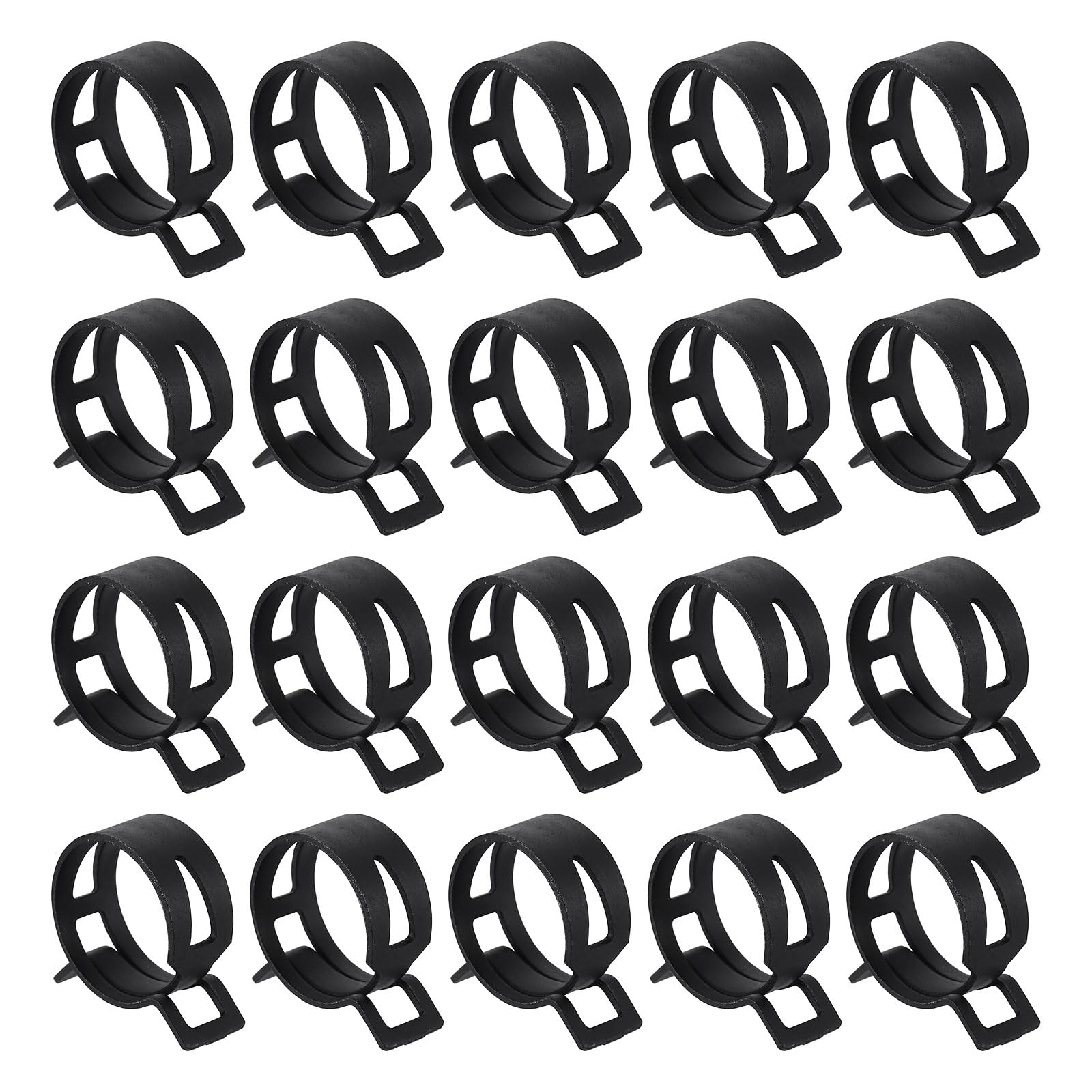 sourcing map 20pcs Spring Band Type Hose Clamps 28mm Fuel Line Hose Spring Clip Silicone Vacuum Hose Pipe Clamp Low Pressure Tube Clip Fastener, Black