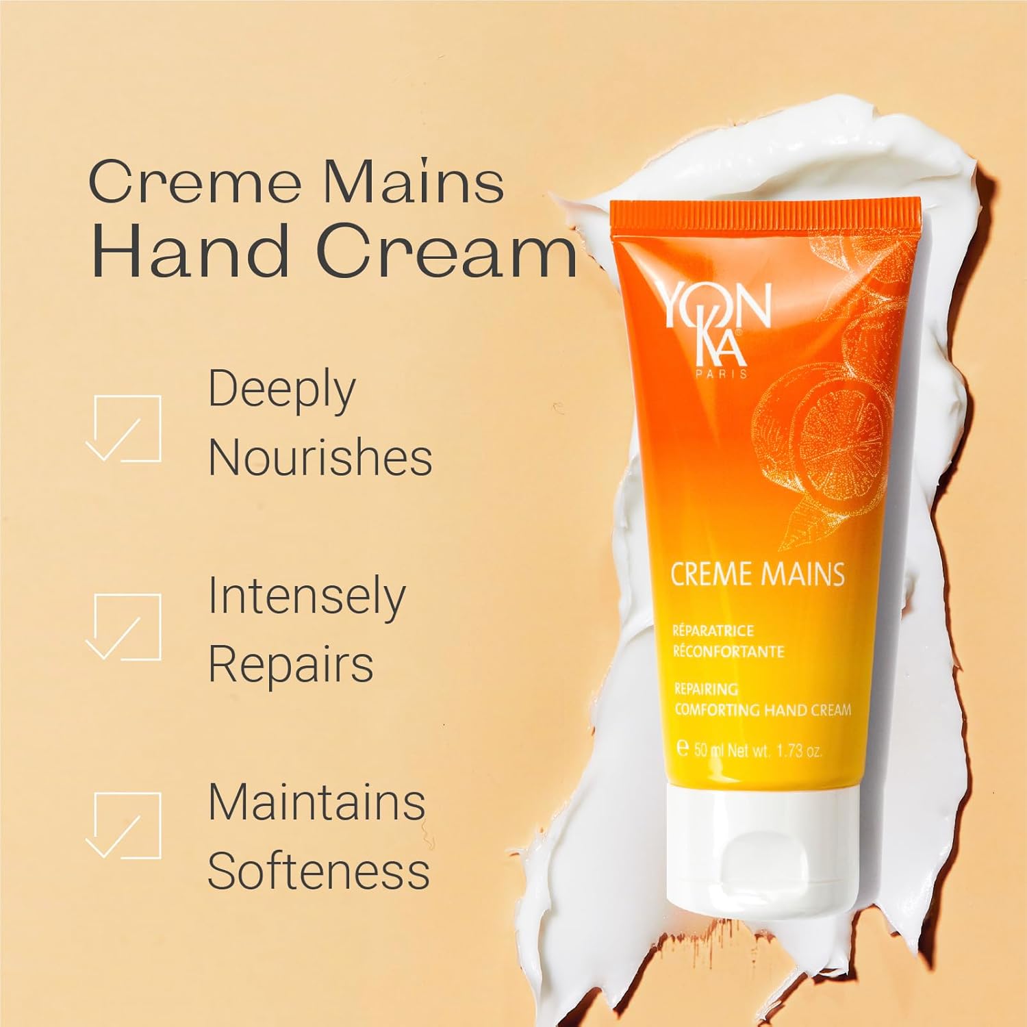 Yonka Sweet Orange Shea Butter Hand Cream | Vitamins E and Grape Seed Oil Soften and Repair | Fragrant Mandarin and Citrus Scent | Nourish dry Hands, Nails and Cuticles | 1.73 oz