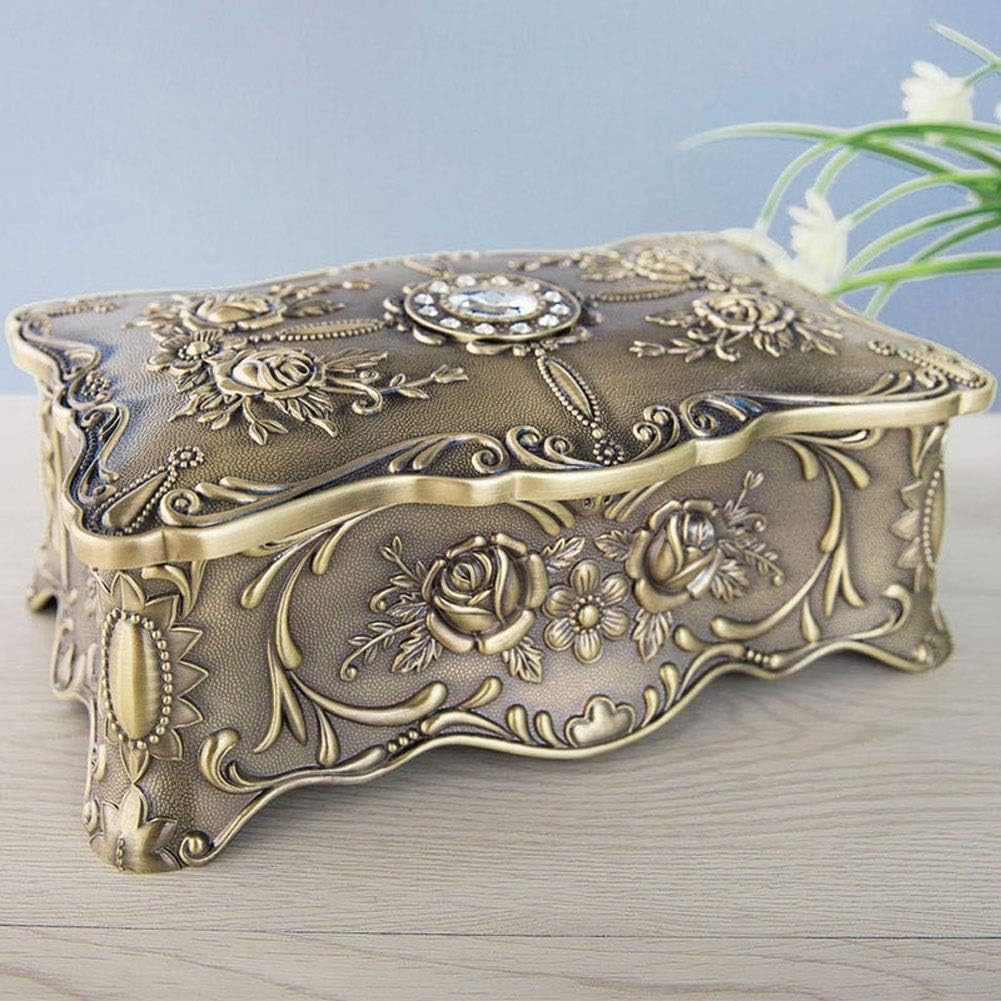 Gift for Women Jewelry Boxes Jewellery Boxes Metal Retro Multifution Jewelry Organiser European Style Diamond Creative Double Layer Jewellery Chest New Year Presents