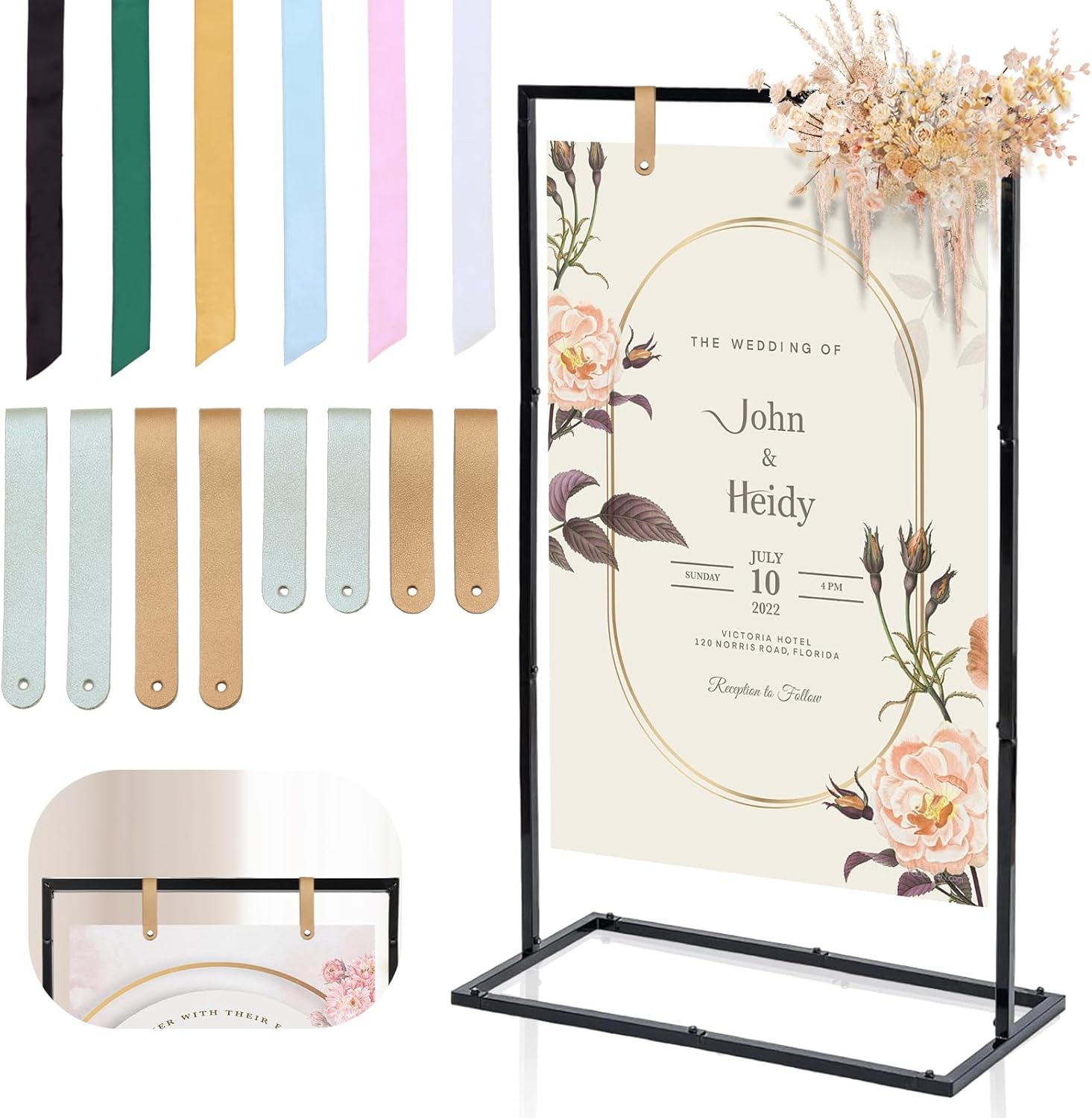 Welcome Sign Stand Jsngbse Adjustable Wedding With 2 Pair Hanging