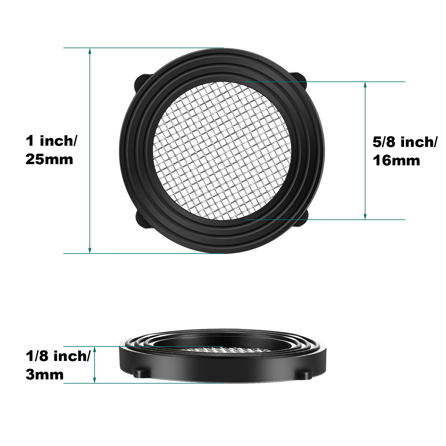 20 Confezioni Di Rondelle Per Tubo Da Giardino In Acciaio Inox - 25x16x3 Mm - Con Filtro A 40 Maglie E Linguette Autobloccanti
