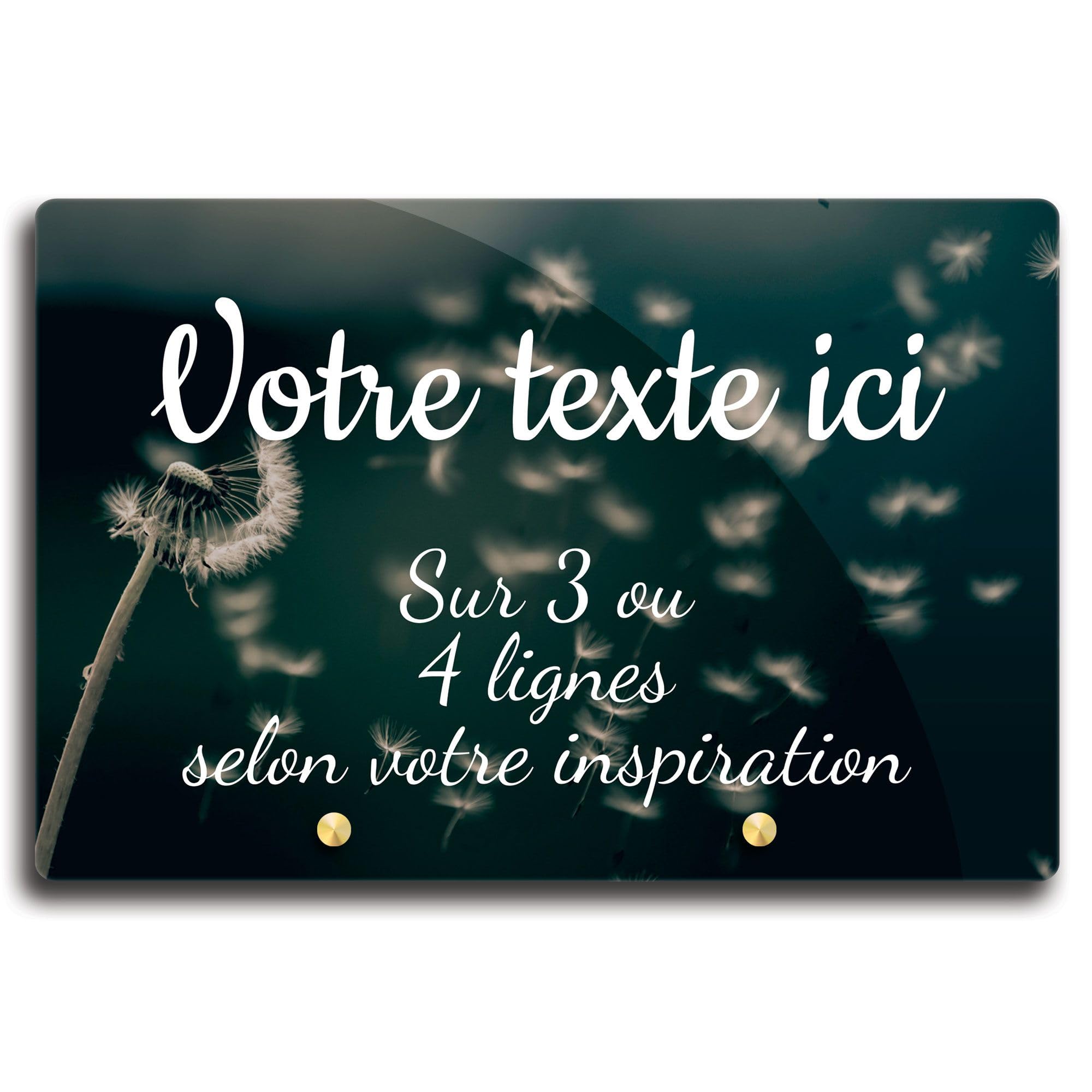 Placa funeraria rectangular personalizable en plexi, diseño de diente de león, diferentes tamaños, grosor 6 mm, personalizado en varias líneas, 30 x 20 cm