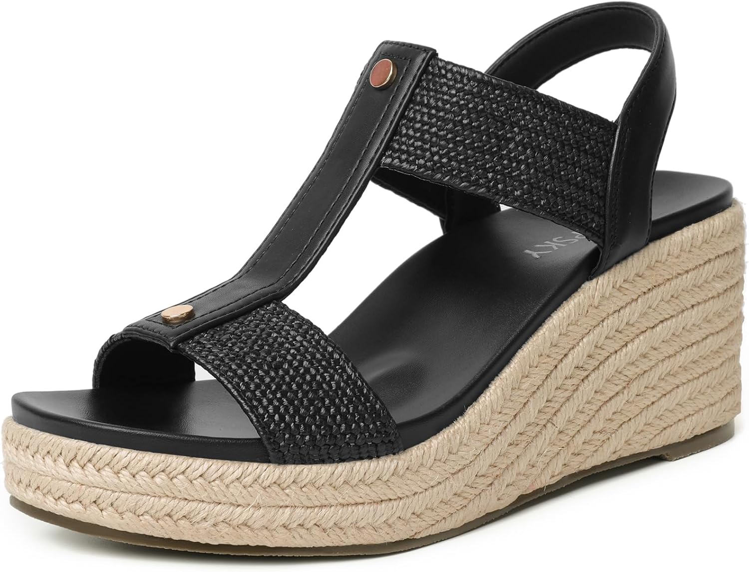 Espadrilles Wedge Sandals For Women Comfortable Open Toe Platform Sanadls Elastic Ankle Strap Wedges With Arch Support for Walking Beach Summer Shoes
