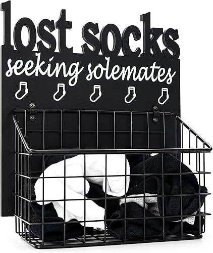 Cesta de calcetines perdidos para cuarto de servicio, letras recortadas, calcetines perdidos, organización de decoración de cuarto de servicio,
