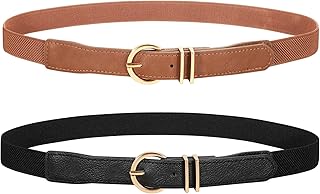 2 Pack/ 3 Pack Women’s Skinny Elastic Waist Belt With...