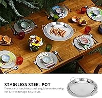 Vista 7 de Olla seca de acero inoxidable con orejas dobles de 10.43 pulgadas para utensilios de cocina caseros adecuados para calentar y freír